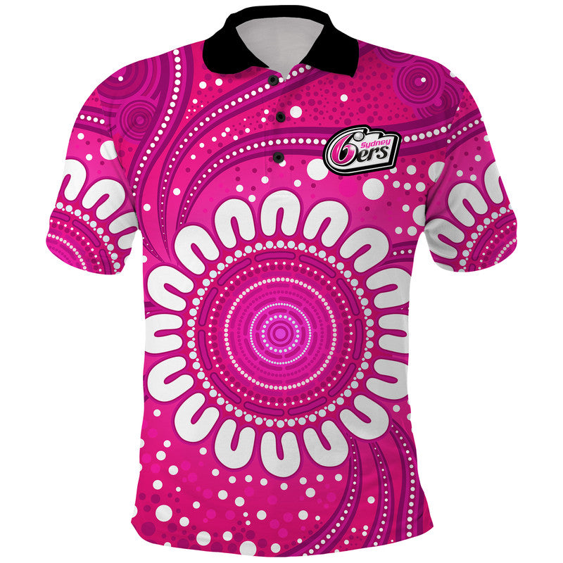 (Custom Personalised) Sydney Sixers Cricket Polo Shirt Aboriginal LT9 - Vibe Hoodie Shop