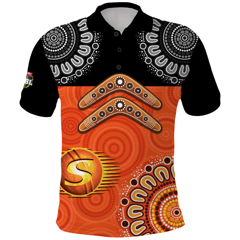 Perth Scorchers Cricket Polo Shirt Aboriginal Double Boomerang LT9 - Vibe Hoodie Shop