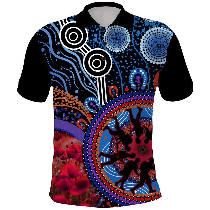 Australia ANZAC Day Polo Shirt Aboriginal Military and Poppy Flowers Style LT9 - Vibe Hoodie Shop