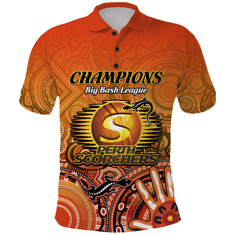 Perth Scorchers Champions Polo Shirt Lizard Indigenous Aboriginal LT9 - Vibe Hoodie Shop