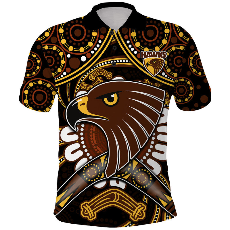 (Custom Personalised) Hawks Football Polo Shirt Boomerang Indigenous Dots LT9 - Vibe Hoodie Shop