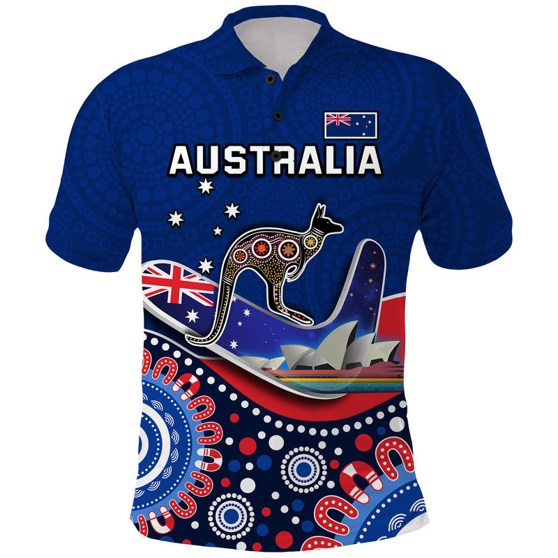 Australia Day Polo Shirt Indigenous Kangaroo And Boomerang LT9 - Vibe Hoodie Shop