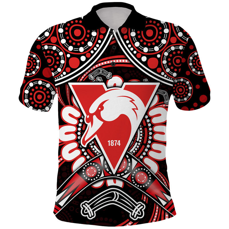 Swans Football Polo Shirt Boomerang Indigenous Dots LT9 - Vibe Hoodie Shop