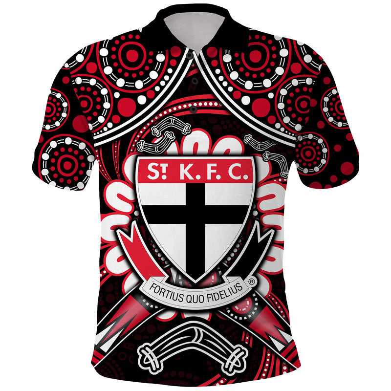 (Custom Personalised) St Kilda Saints Polo Shirt Boomerang Indigenous Dots LT9 - Vibe Hoodie Shop