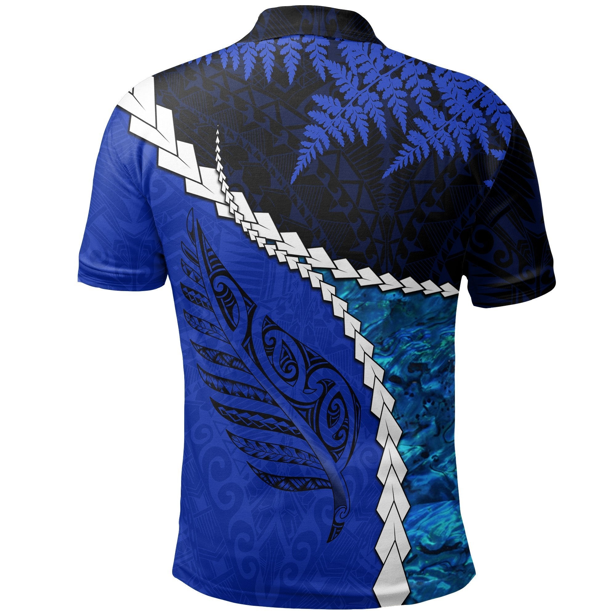 Paua Shell Maori Silver Fern Polo Shirt Cobalt - Vibe Hoodie Shop