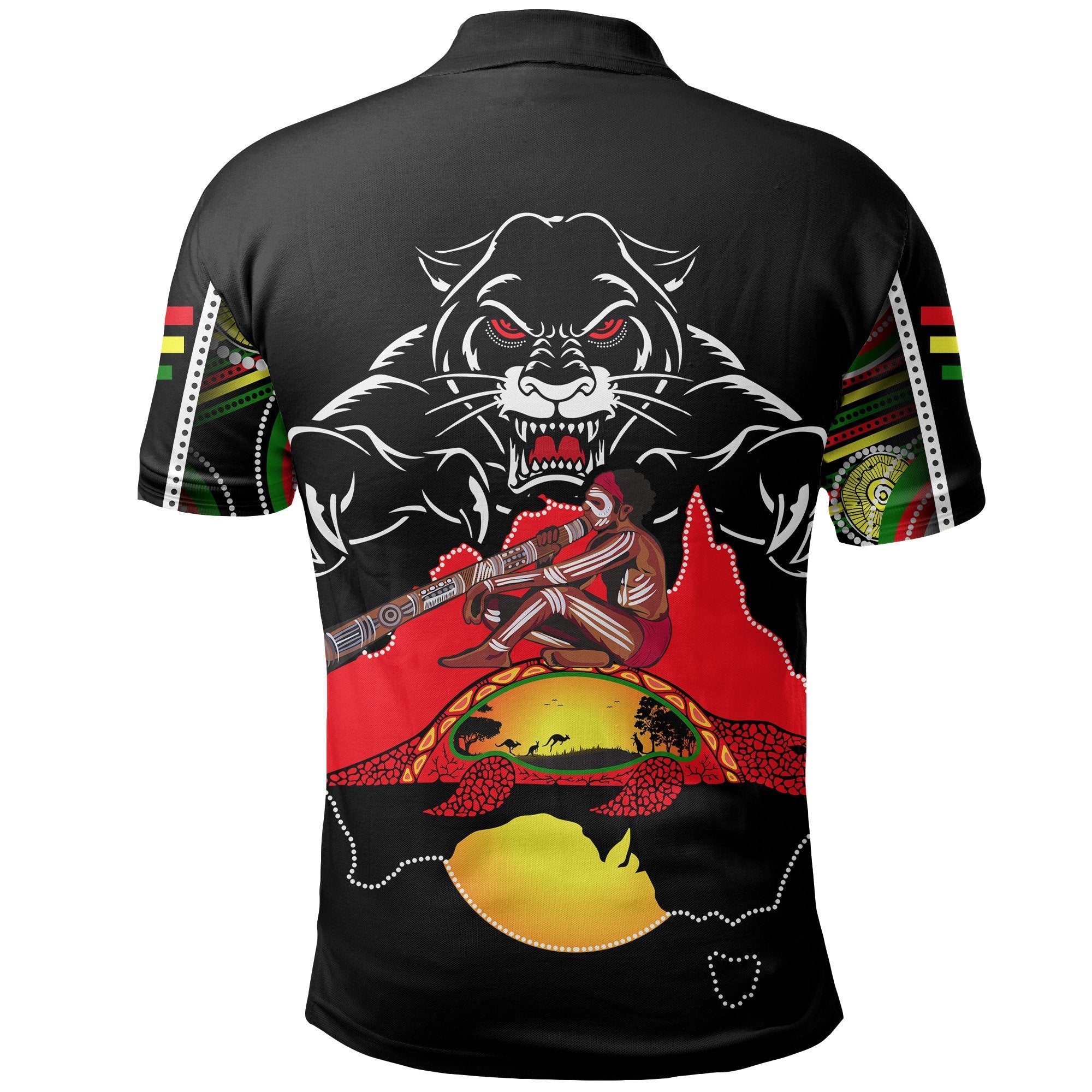 Panthers Black Polo Shirt Aboriginal Special Map - Vibe Hoodie Shop