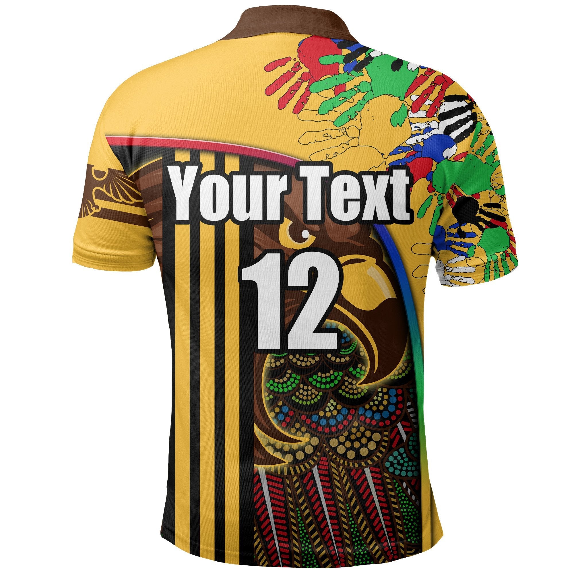 (Custom Personalised) Pride Hawks Polo Shirt Hawthorn NAIDOC Week Aboriginal Version Special - Vibe Hoodie Shop