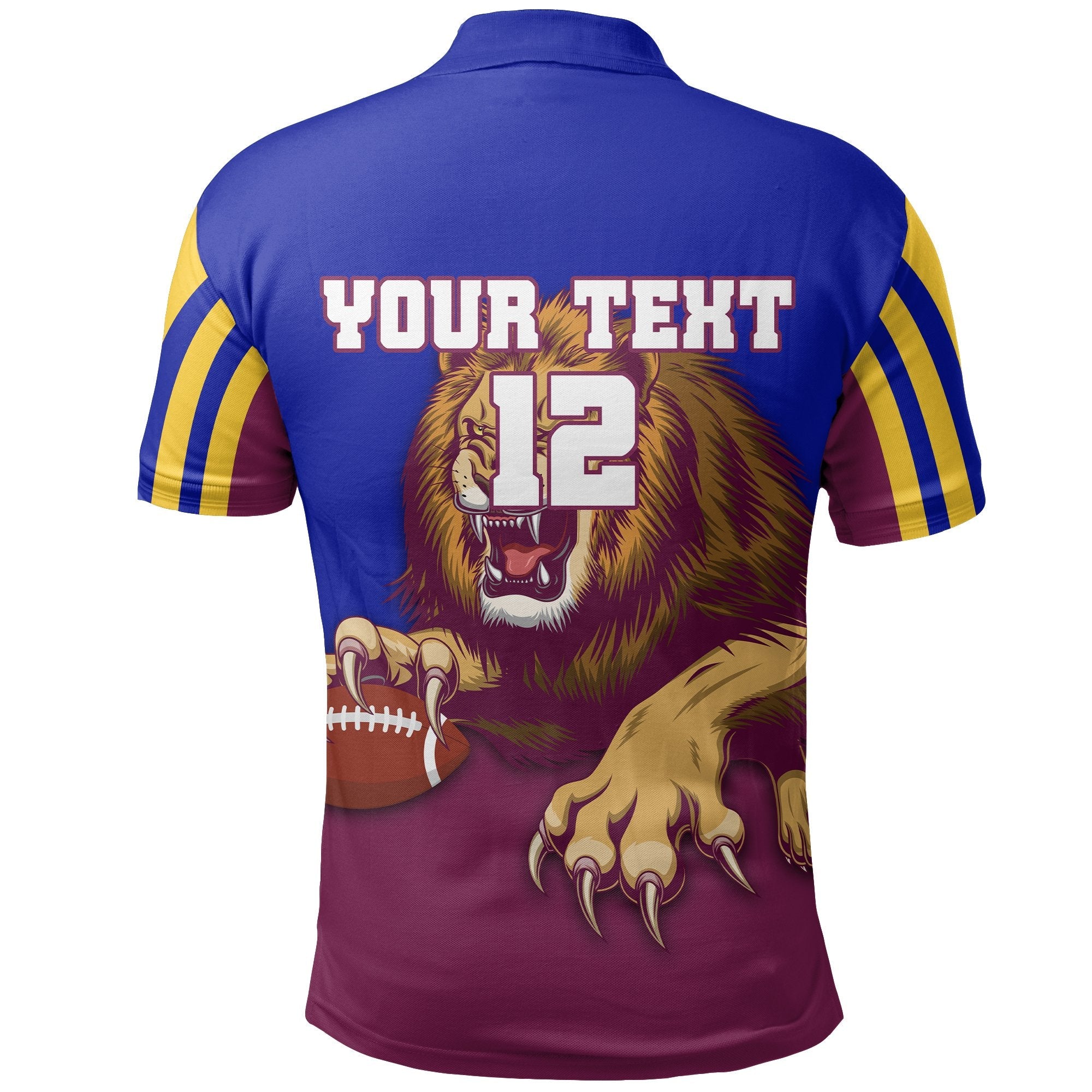 (Custom Personalised) Brisbane Polo Shirt Lions Three Stripes - Vibe Hoodie Shop