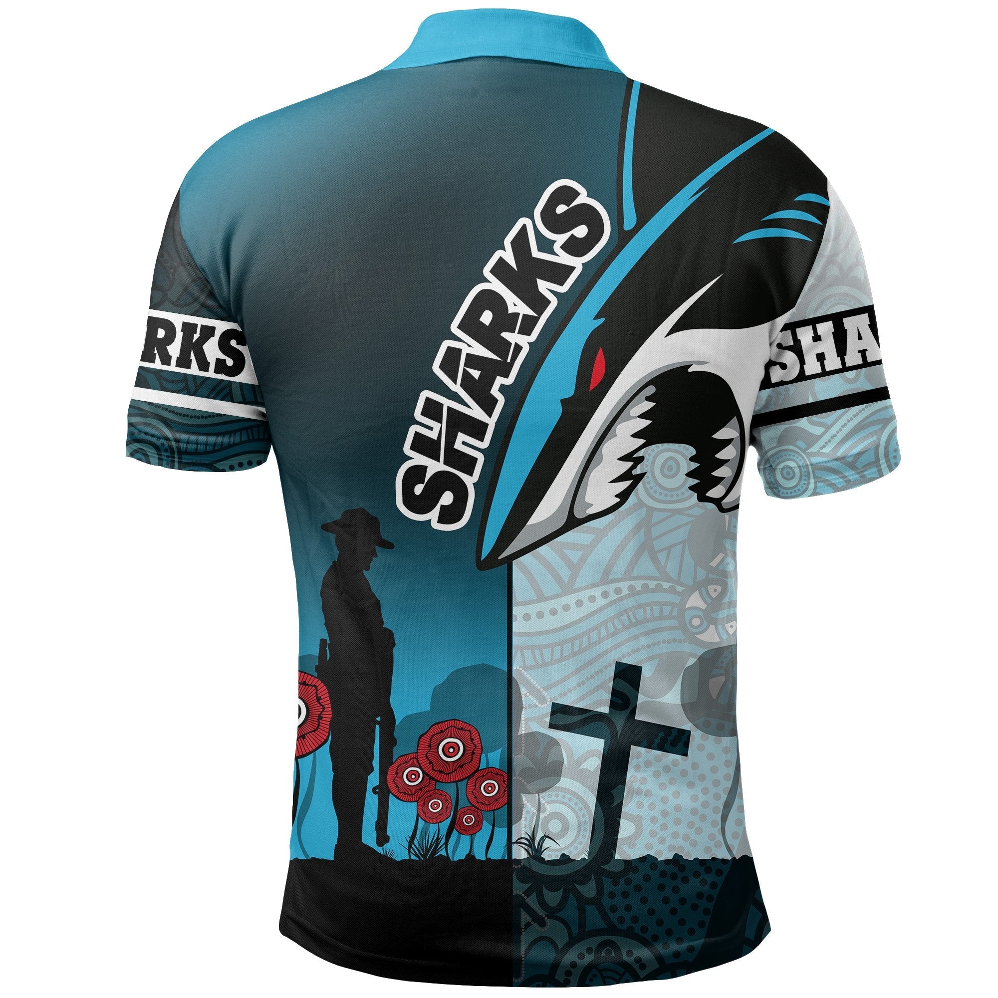 Sharks Polo Shirt Cronulla ANZAC Day - Vibe Hoodie Shop