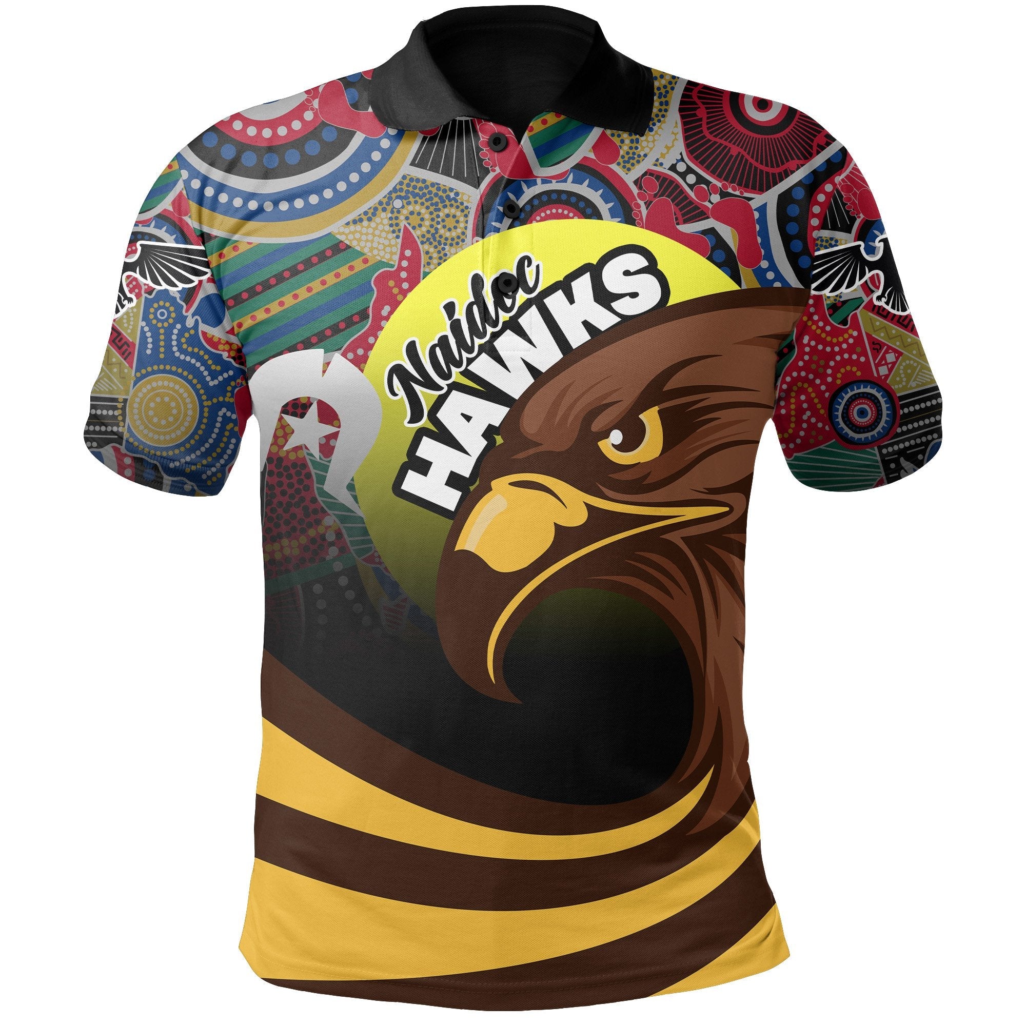 (Custom Personalised) Pride Hawks Polo Shirt Hawthorn NAIDOC Week Aboriginal - Vibe Hoodie Shop