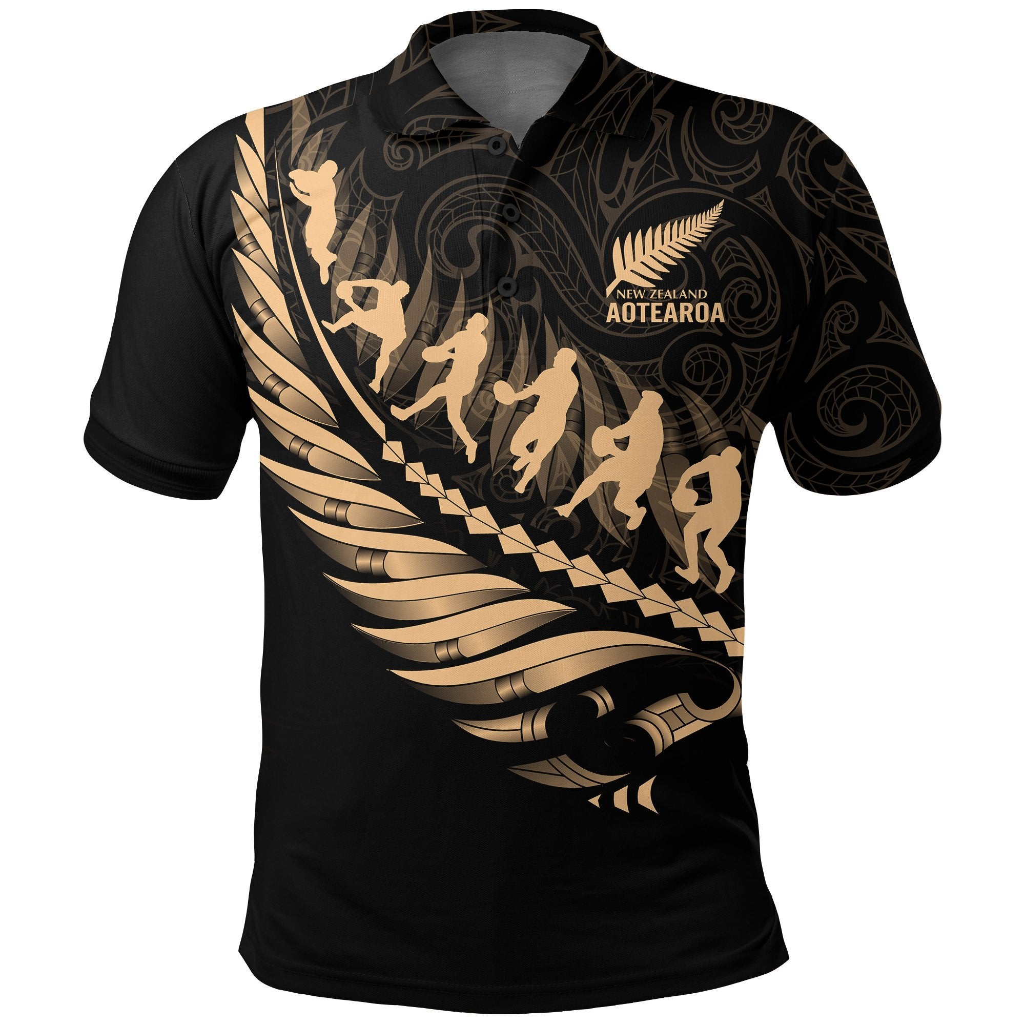 Aotearoa New Zealand Polo Shirt - Maori Fern Rugby - Vibe Hoodie Shop