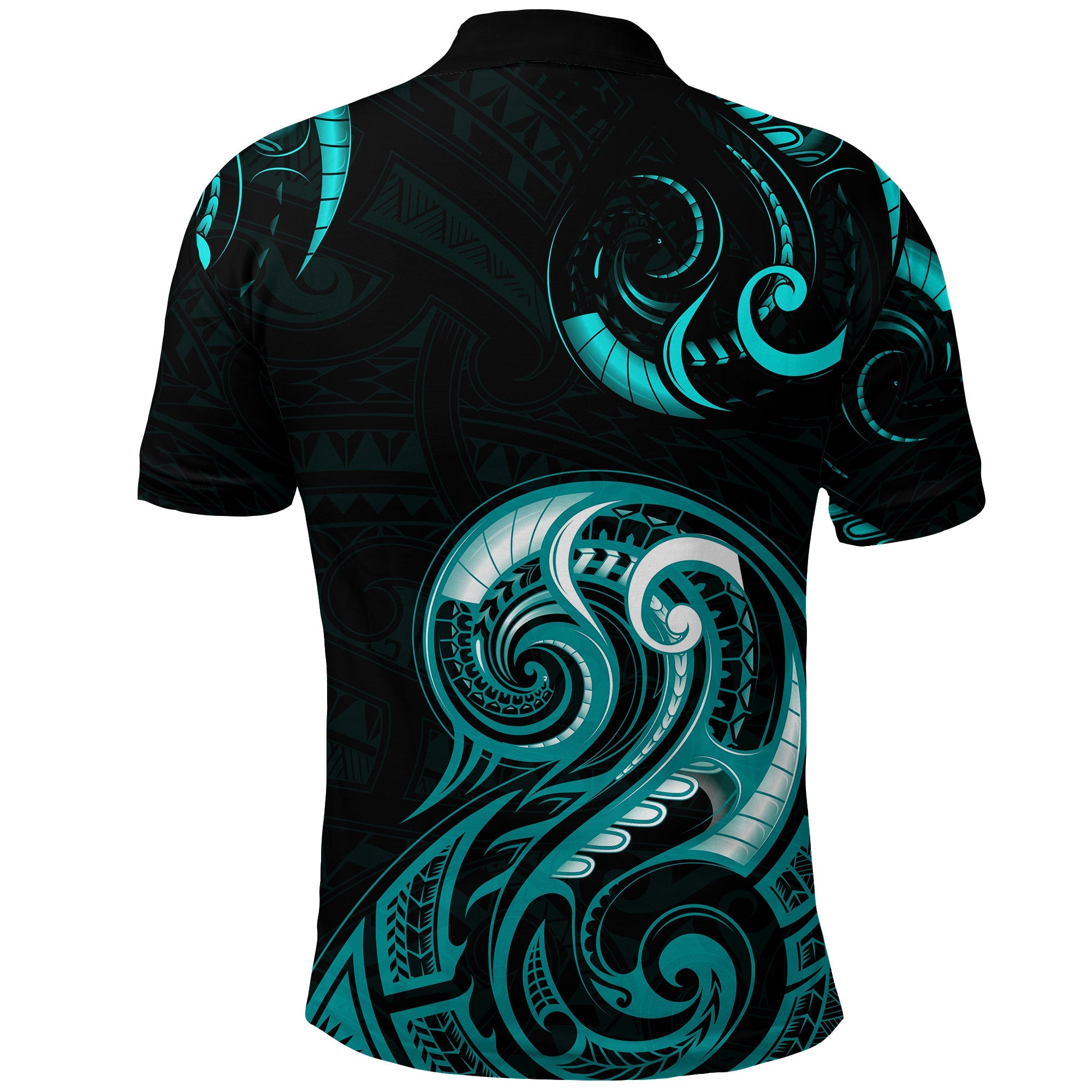 (Custom Personalised) Aotearoa Fern Polo Shirt Maori Pattern Version Turquoise - Vibe Hoodie Shop