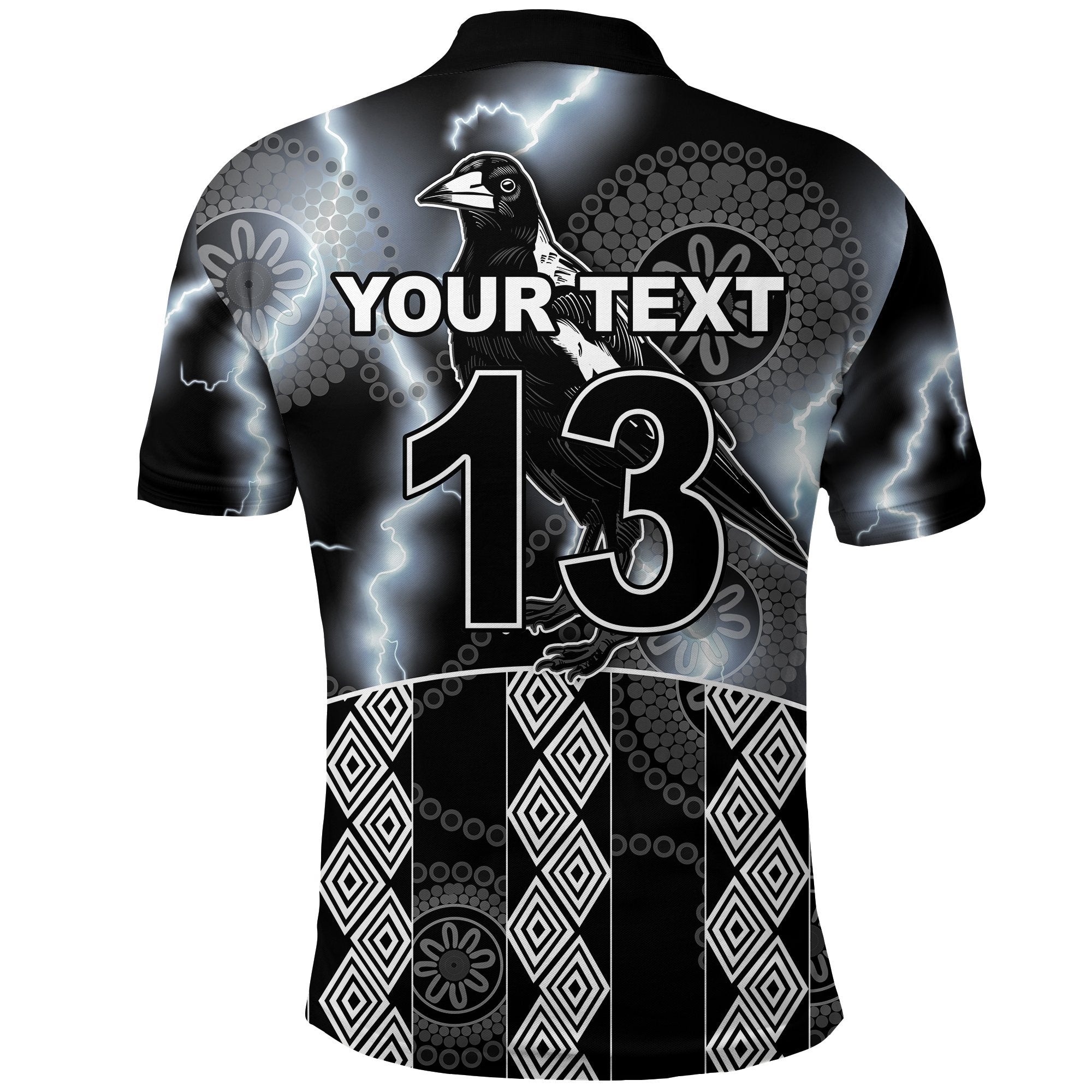 (Custom Personalised) Magpies Flash Newest Polo Shirt Collingwood Style - Custom Text and Number - Vibe Hoodie Shop