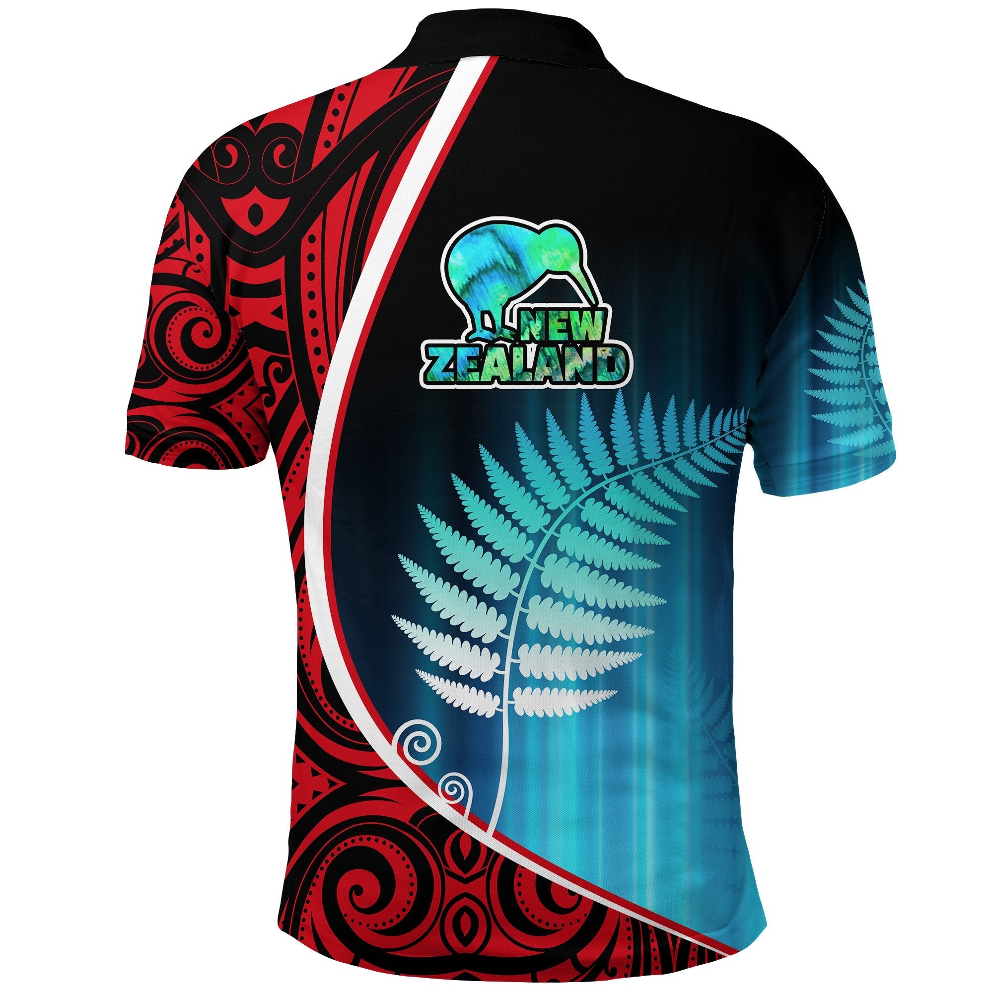 Aotearoa Rugby Black Maori Polo Shirt Kiwi and Silver Fern New Zealand - Vibe Hoodie Shop