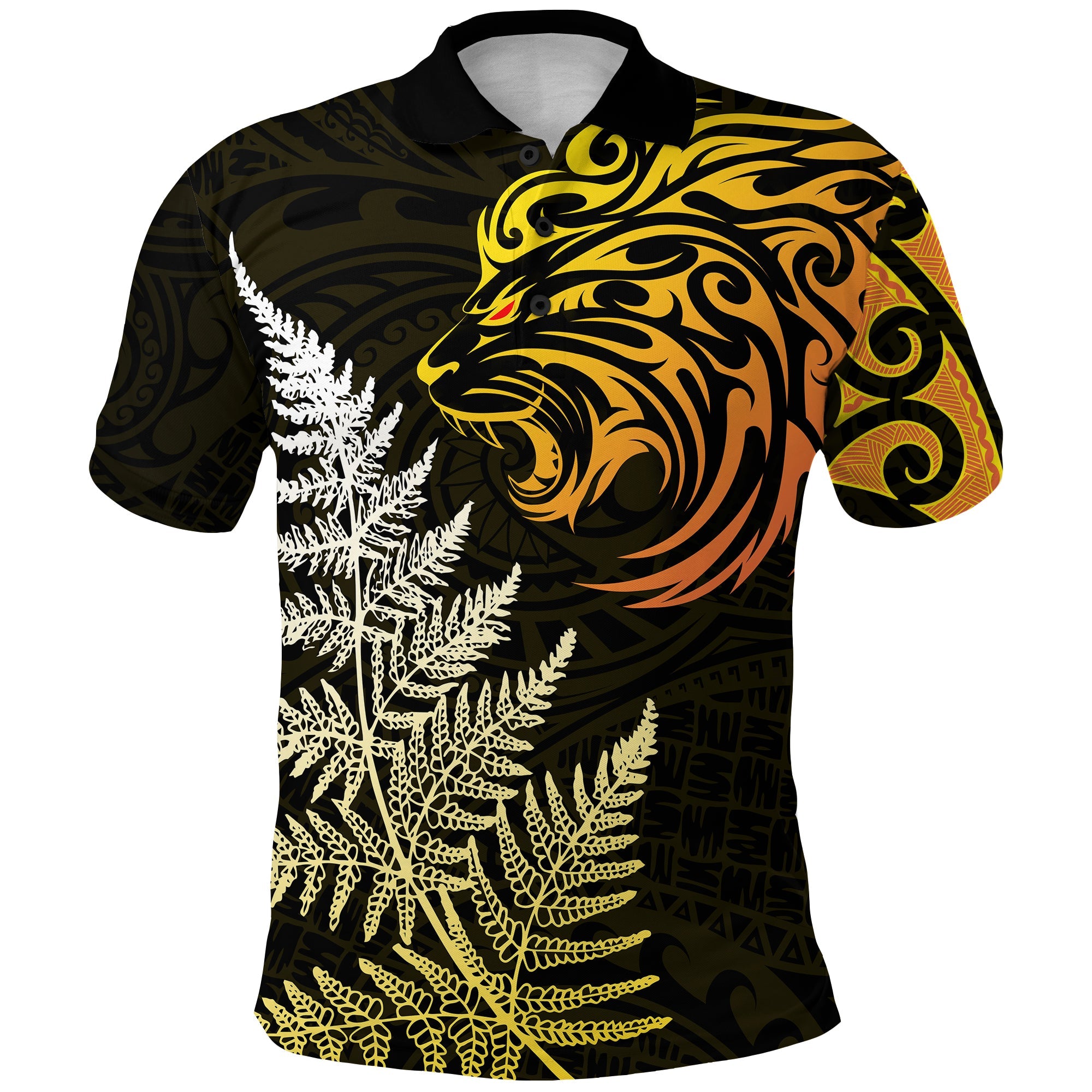 (Custom Personalised) Lion Maori Polo Shirt Aotearoa mix Silver Fern - Vibe Hoodie Shop