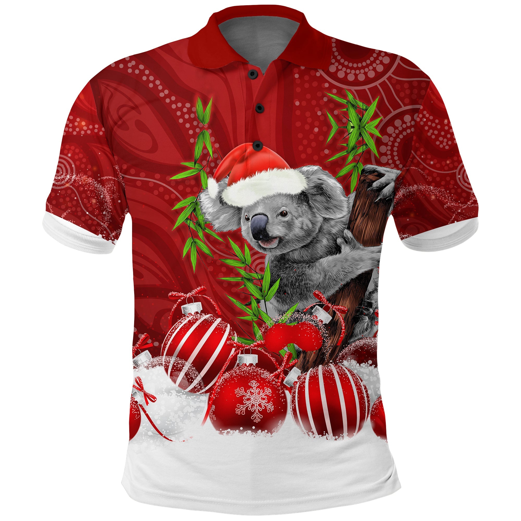 (Custom Personalised) Australia Koala Aboriginal Polo Shirt Merry Christmas - Vibe Hoodie Shop