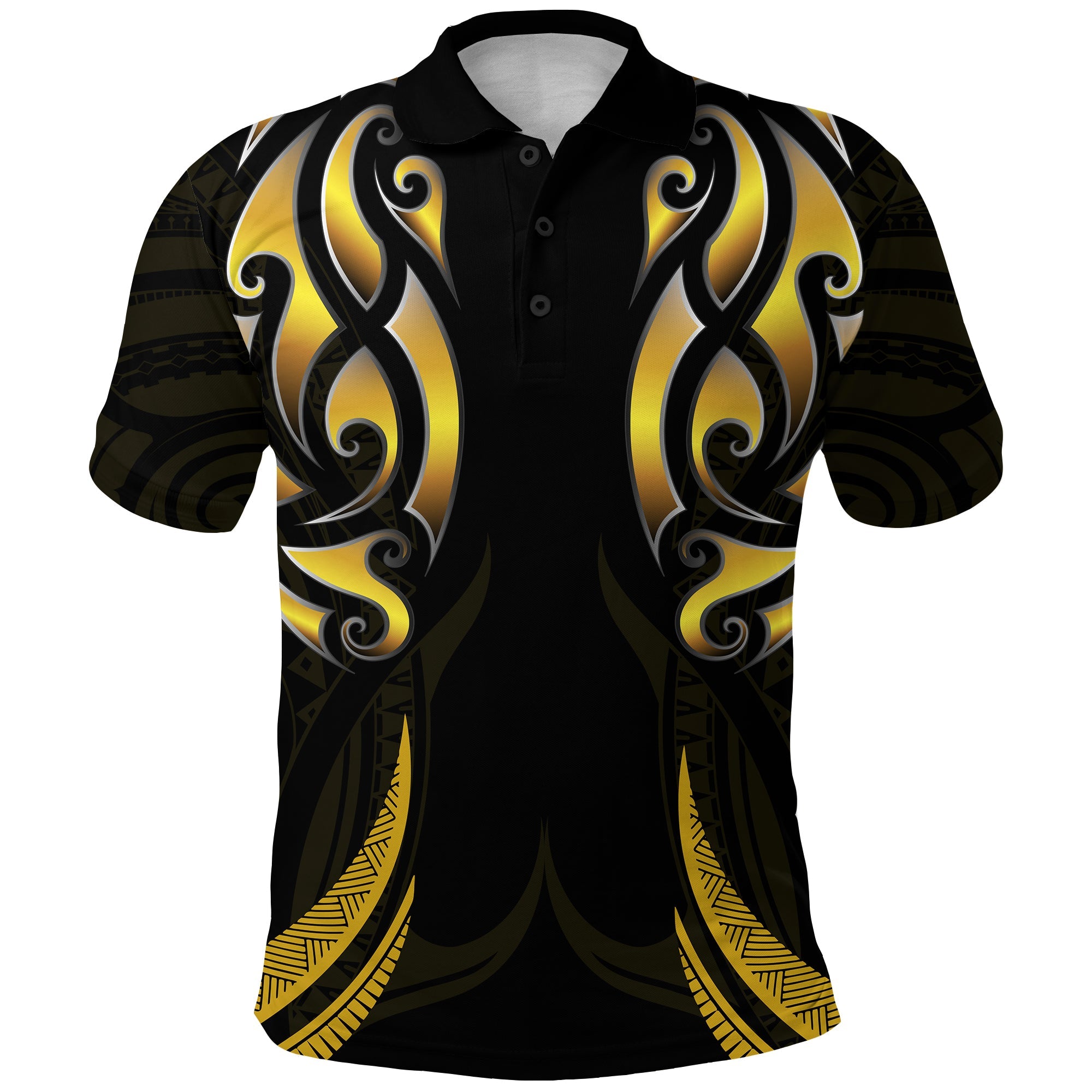 New Zealand Maori Polo Shirt Simple Love Gold - Vibe Hoodie Shop