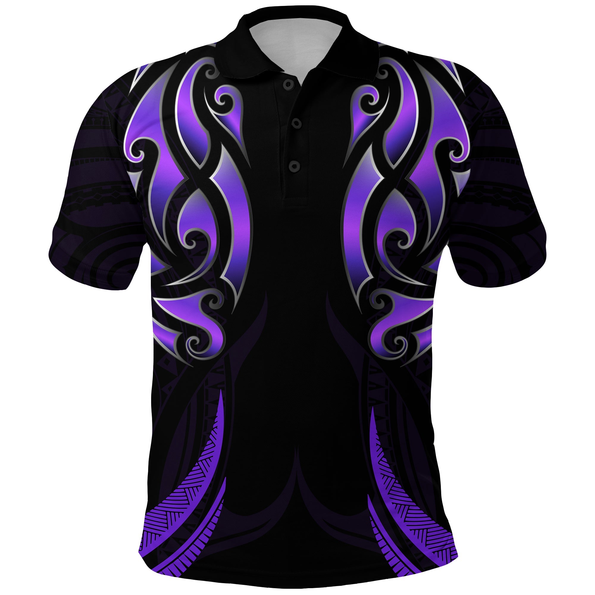 (Custom Personalised) New Zealand Maori Polo Shirt Simple Love Purple - Vibe Hoodie Shop