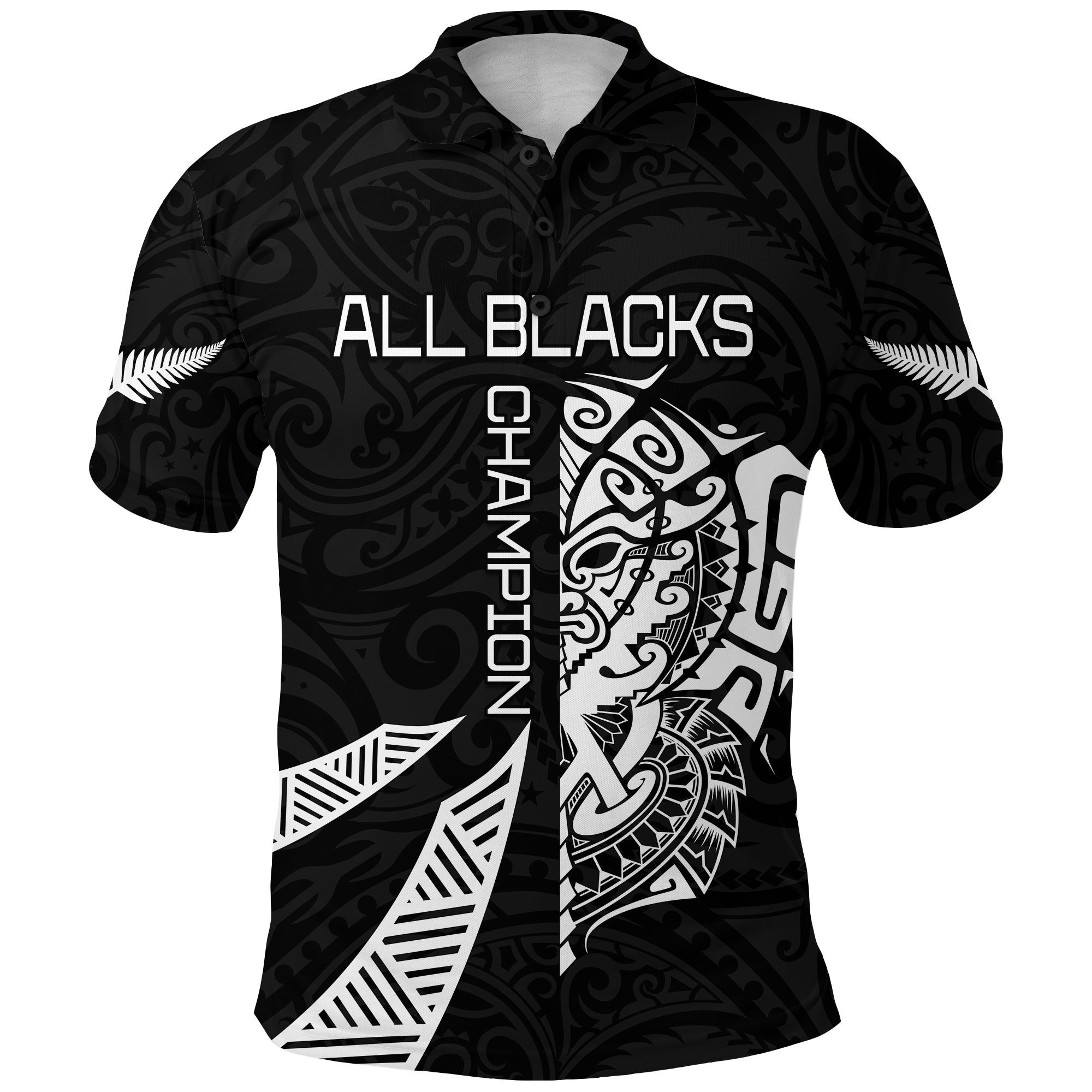 (Custom Personalised) New Zealand Rugby Polo Shirt Haka All Black mix Ta Moko - Vibe Hoodie Shop