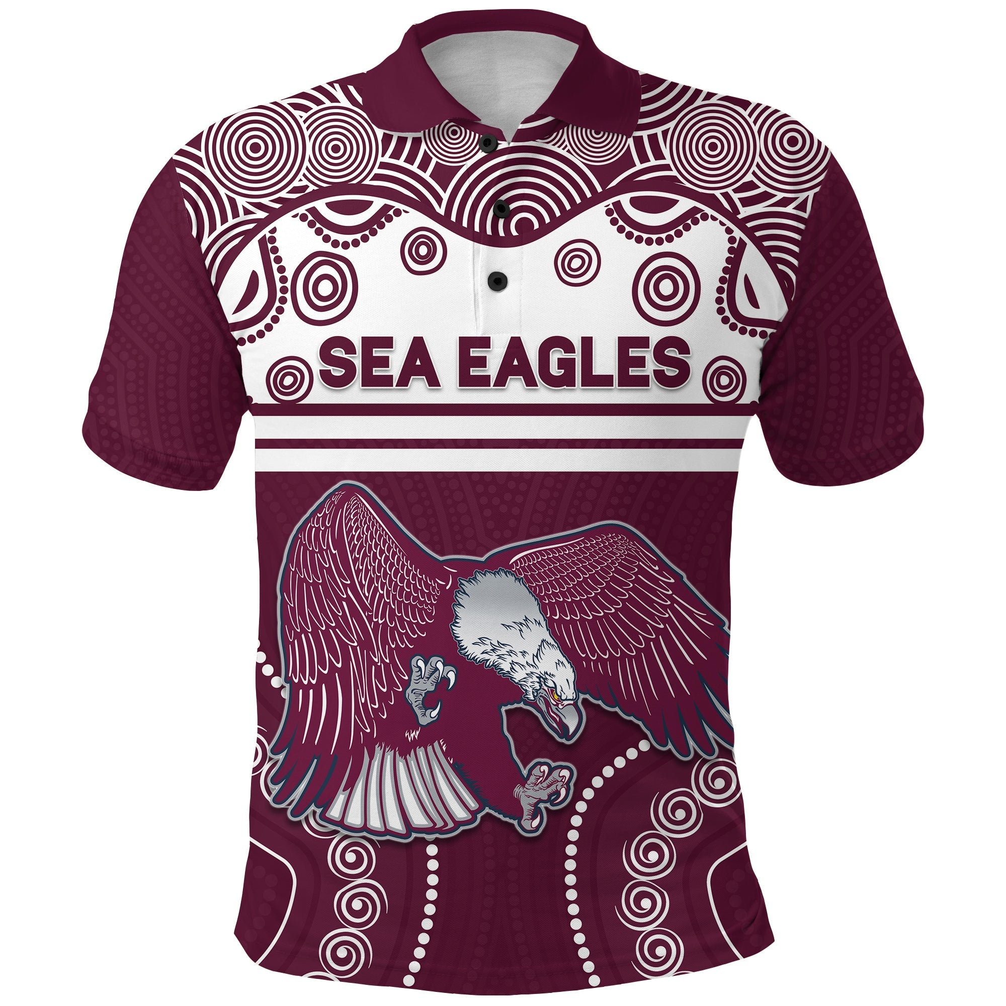 (Custom Personalised) Sea Eagles Indigenous Polo Shirt Manly Forever - Custom Text and Number - Vibe Hoodie Shop