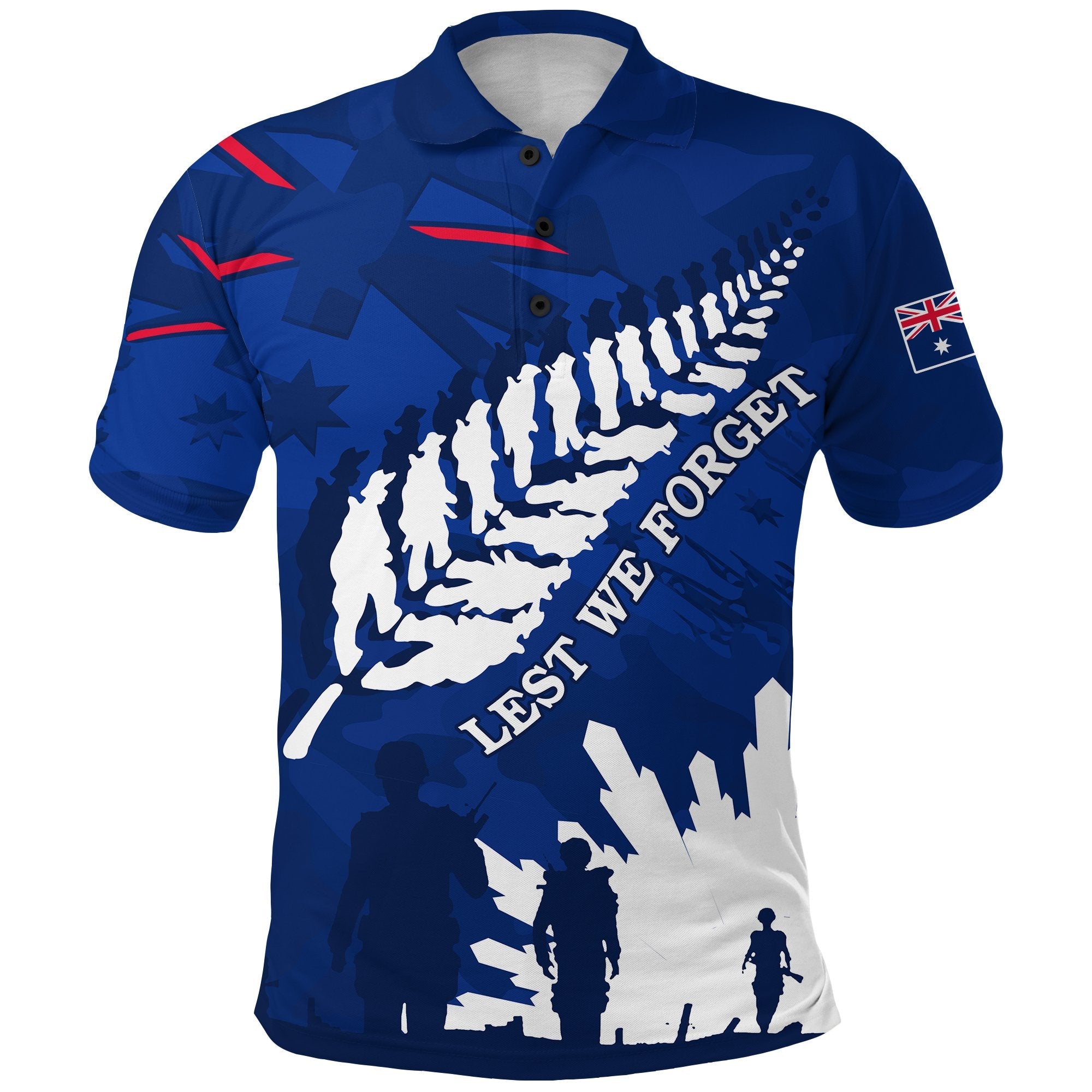 Australian ANZAC Day Polo Shirt Camouflage Mix Fern New Zealand - Vibe Hoodie Shop