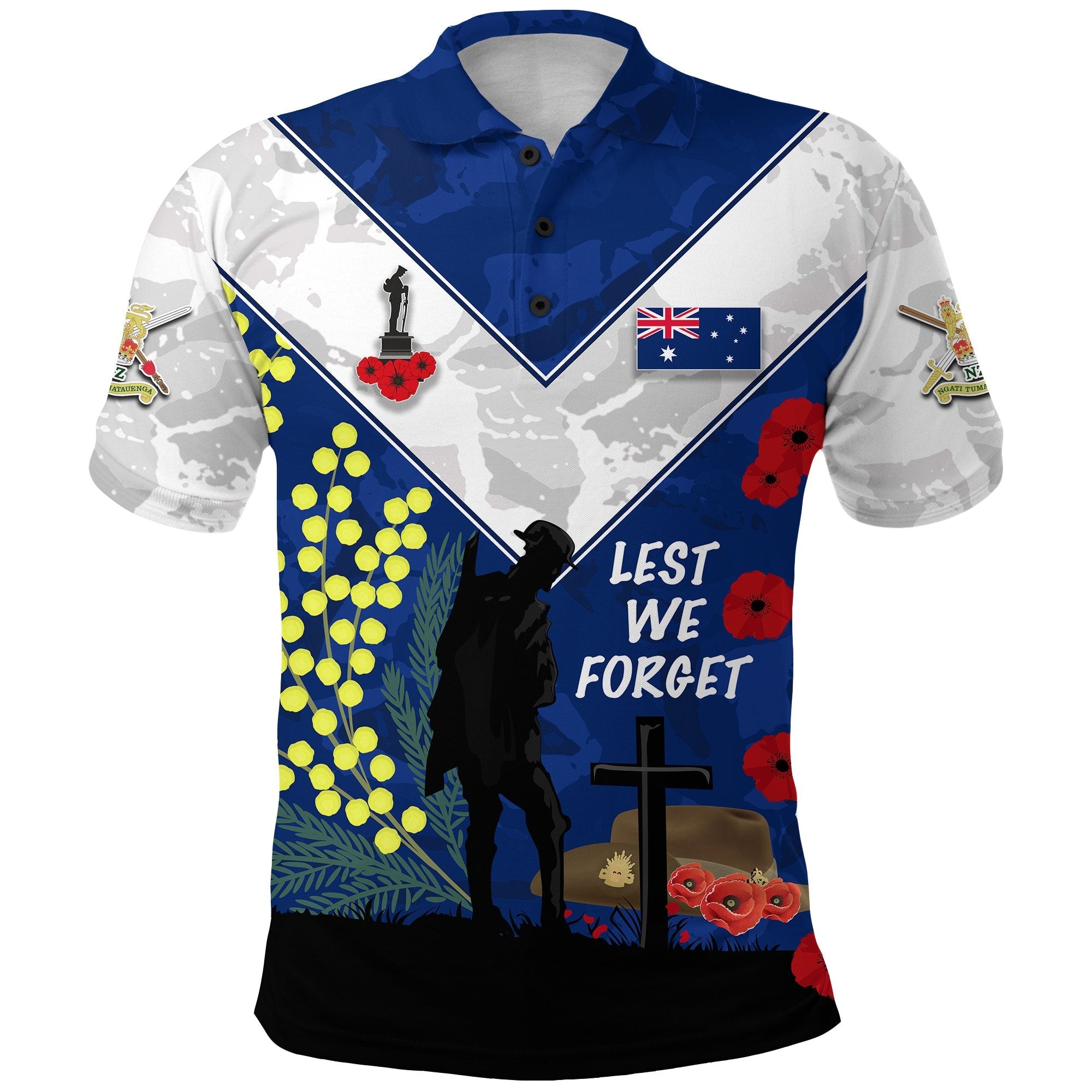 Australian ANZAC Day Polo Shirt Lest We Forget 2021 - Style Blue - Vibe Hoodie Shop