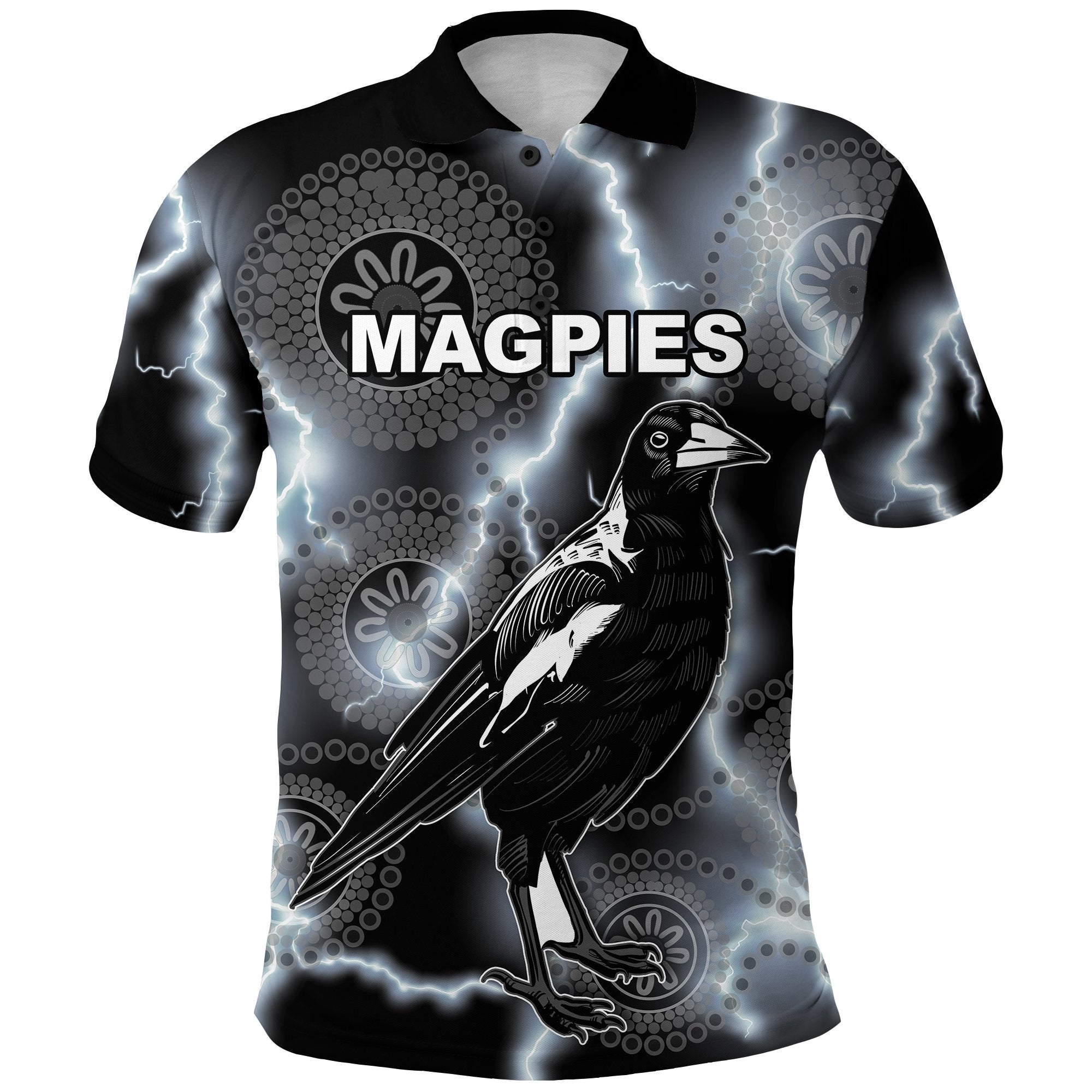 (Custom Personalised) Magpies Flash Newest Polo Shirt Collingwood Style - Custom Text and Number - Vibe Hoodie Shop