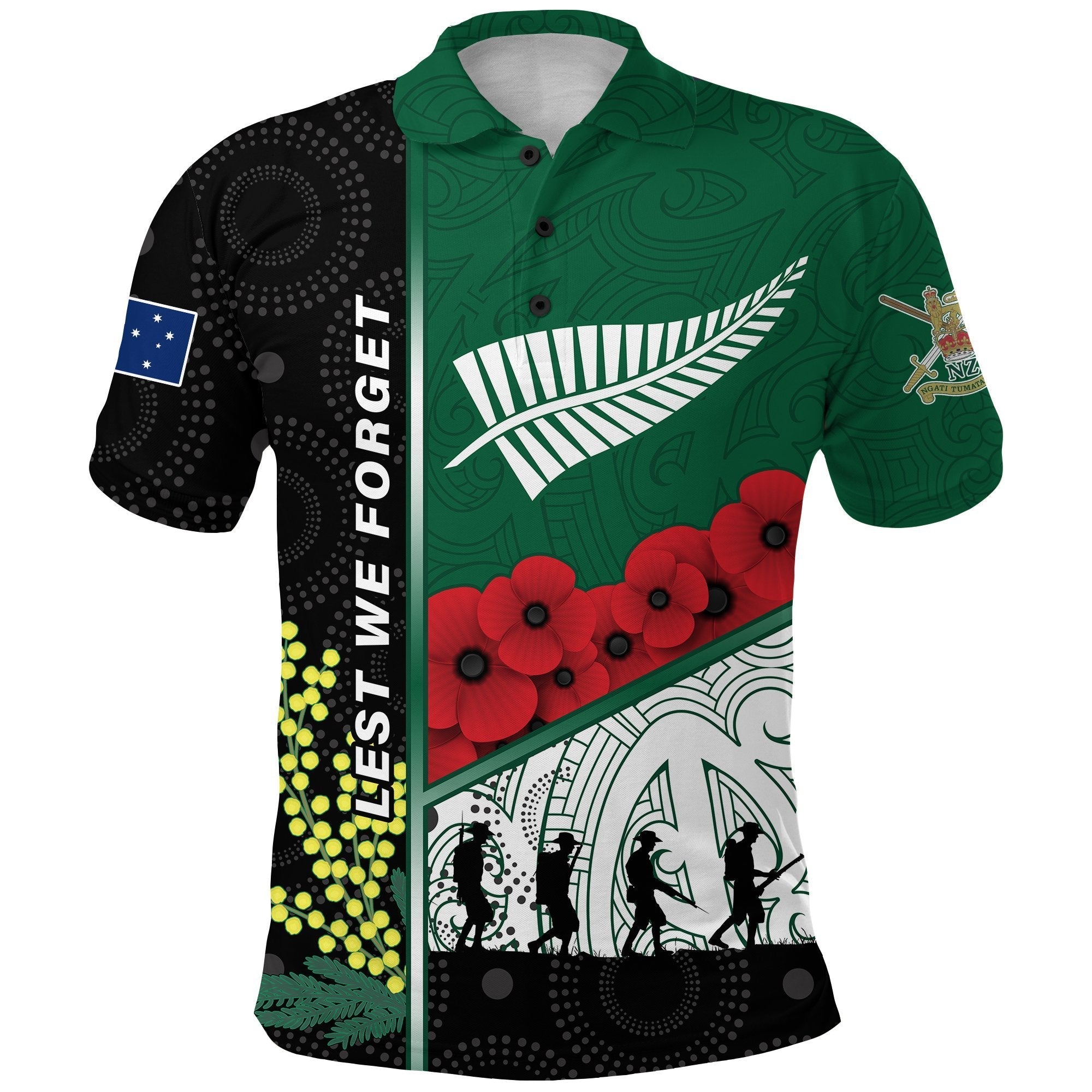 (Custom Personalised) ANZAC Day - Lest We Forget Polo Shirt Australia Indigenous and New Zealand Maori - Vibe Hoodie Shop