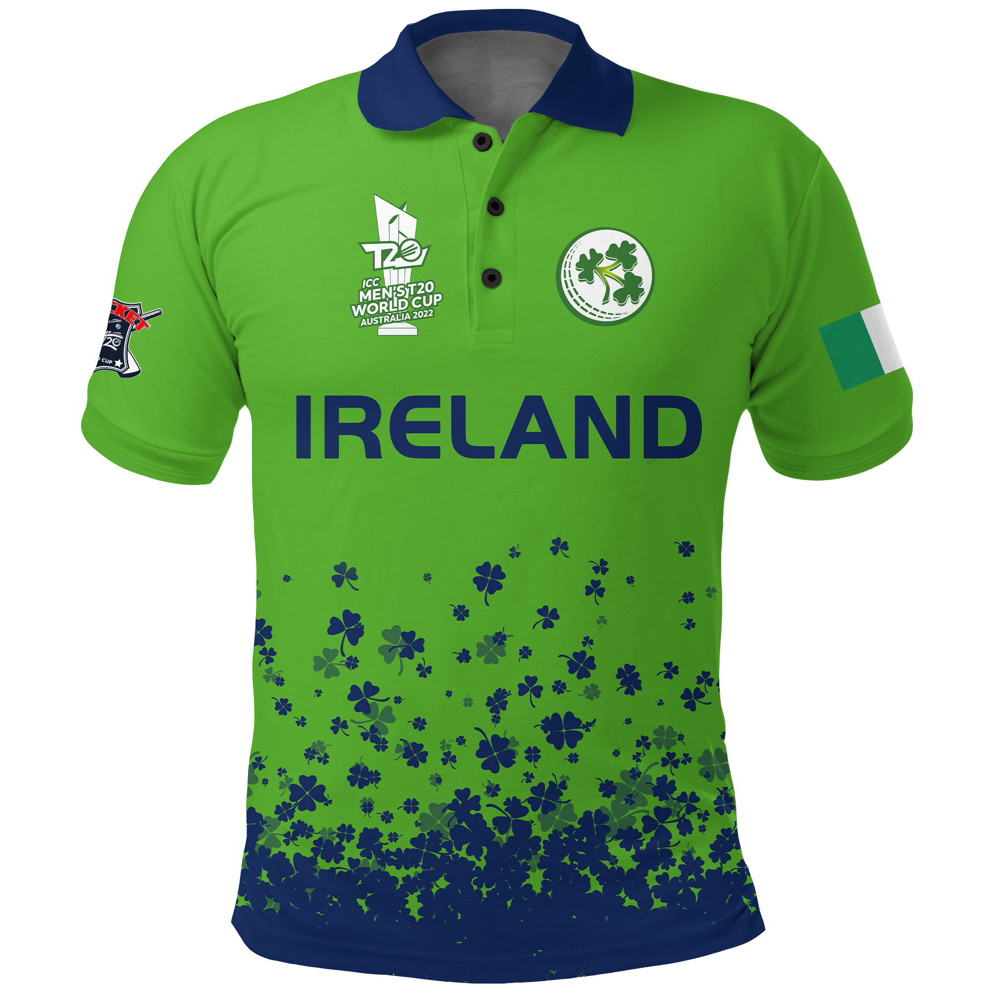 Ireland Cricket Clover Flower T20 World Cup Men's Polo Shirt - - Vibe Hoodie Shop