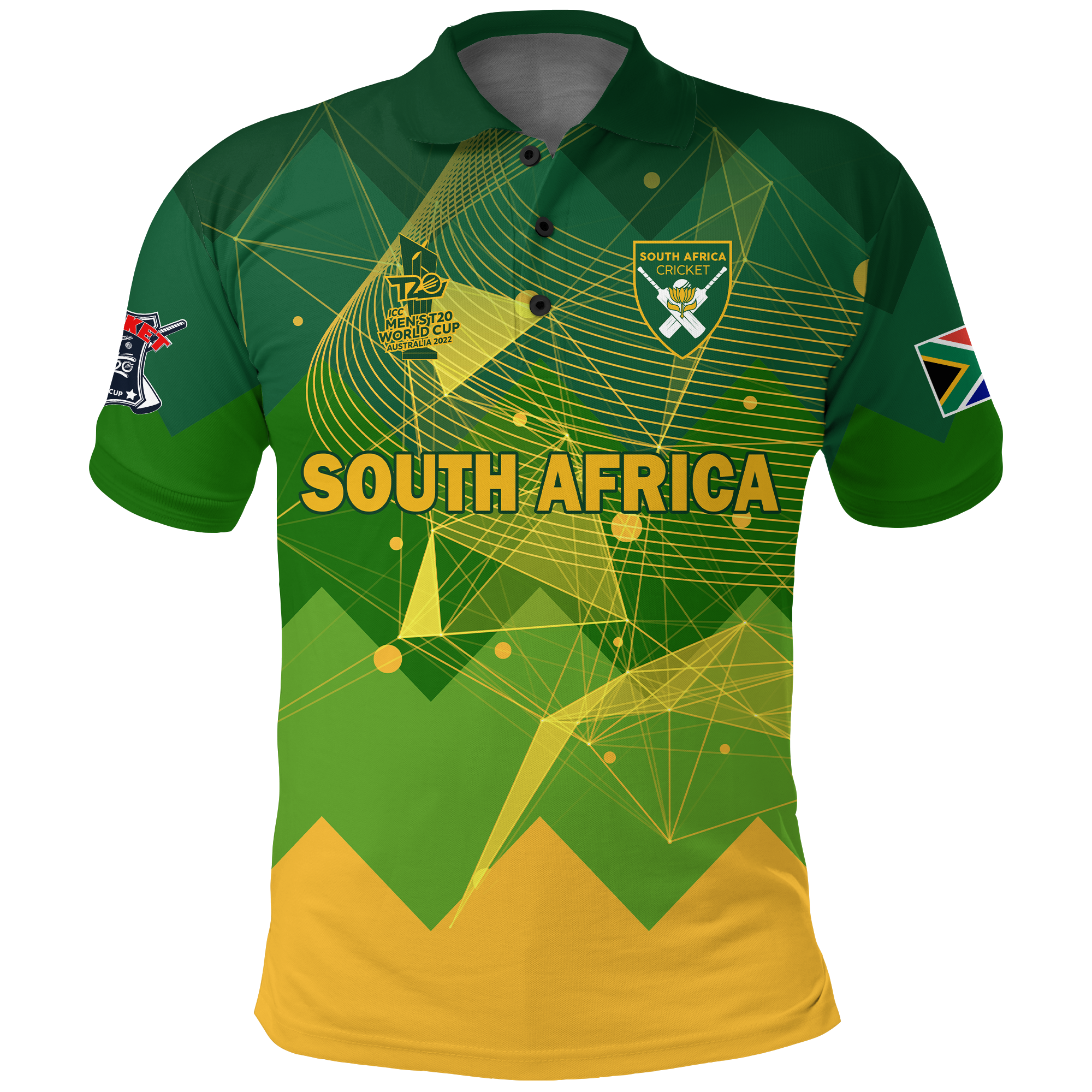 South Africa Cricket T20 World Cup Men's Proteas Flower Polo Shirt - - Vibe Hoodie Shop