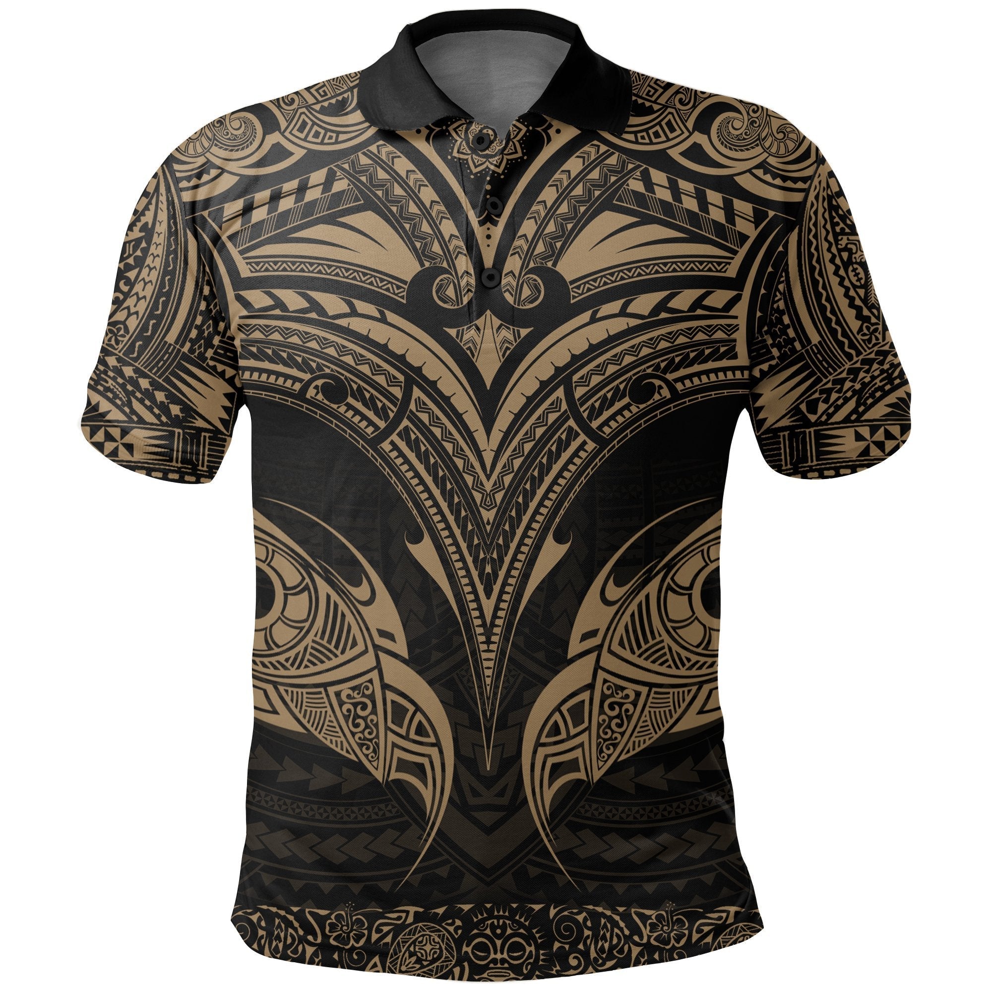 New Zealand The Mana Maori Polo Shirt Gold - Vibe Hoodie Shop