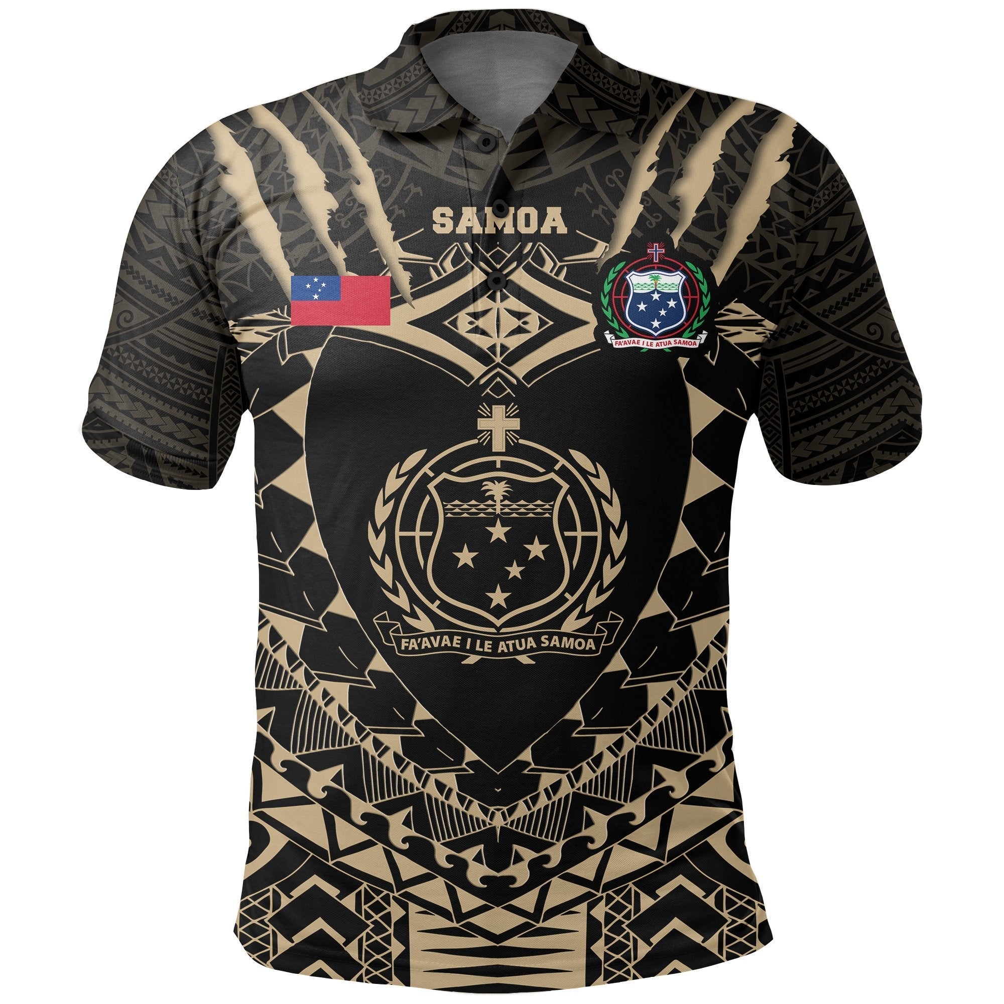 Samoan Tattoo Rugby Polo Shirt - Vibe Hoodie Shop