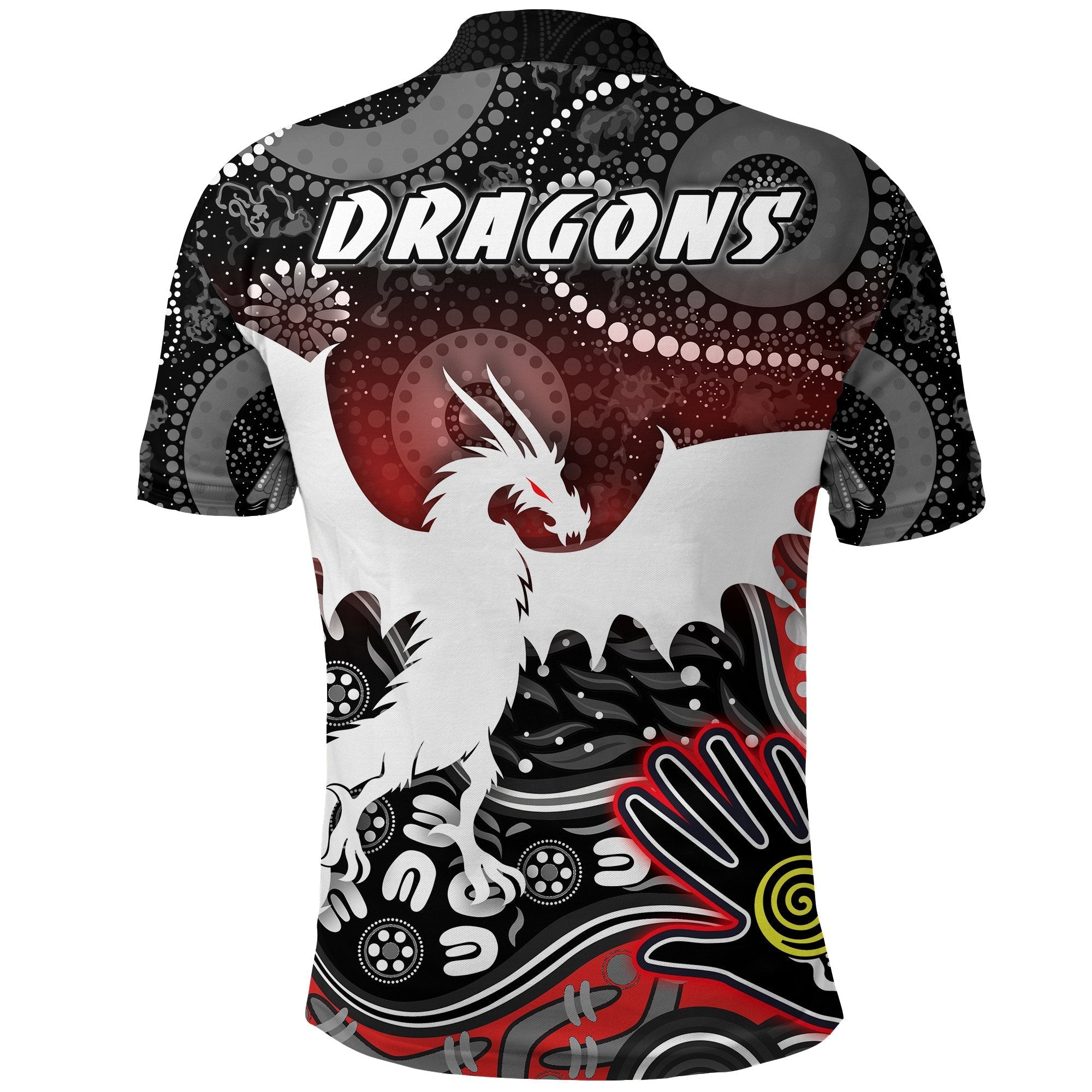 White St. George Dragons Polo Shirt Indigenous - Vibe Hoodie Shop