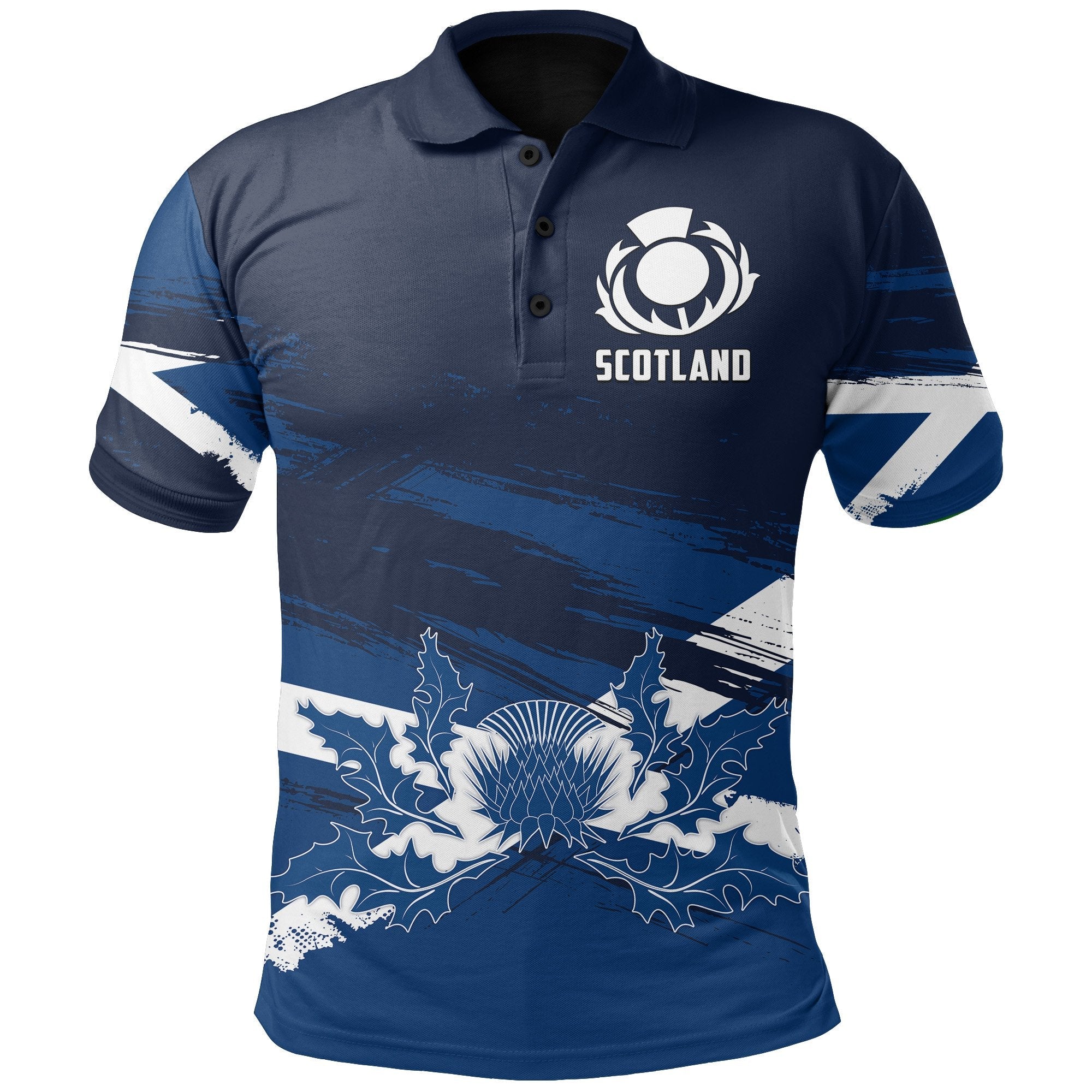 Scotland Rugby Polo Shirt Grunge Version - Vibe Hoodie Shop