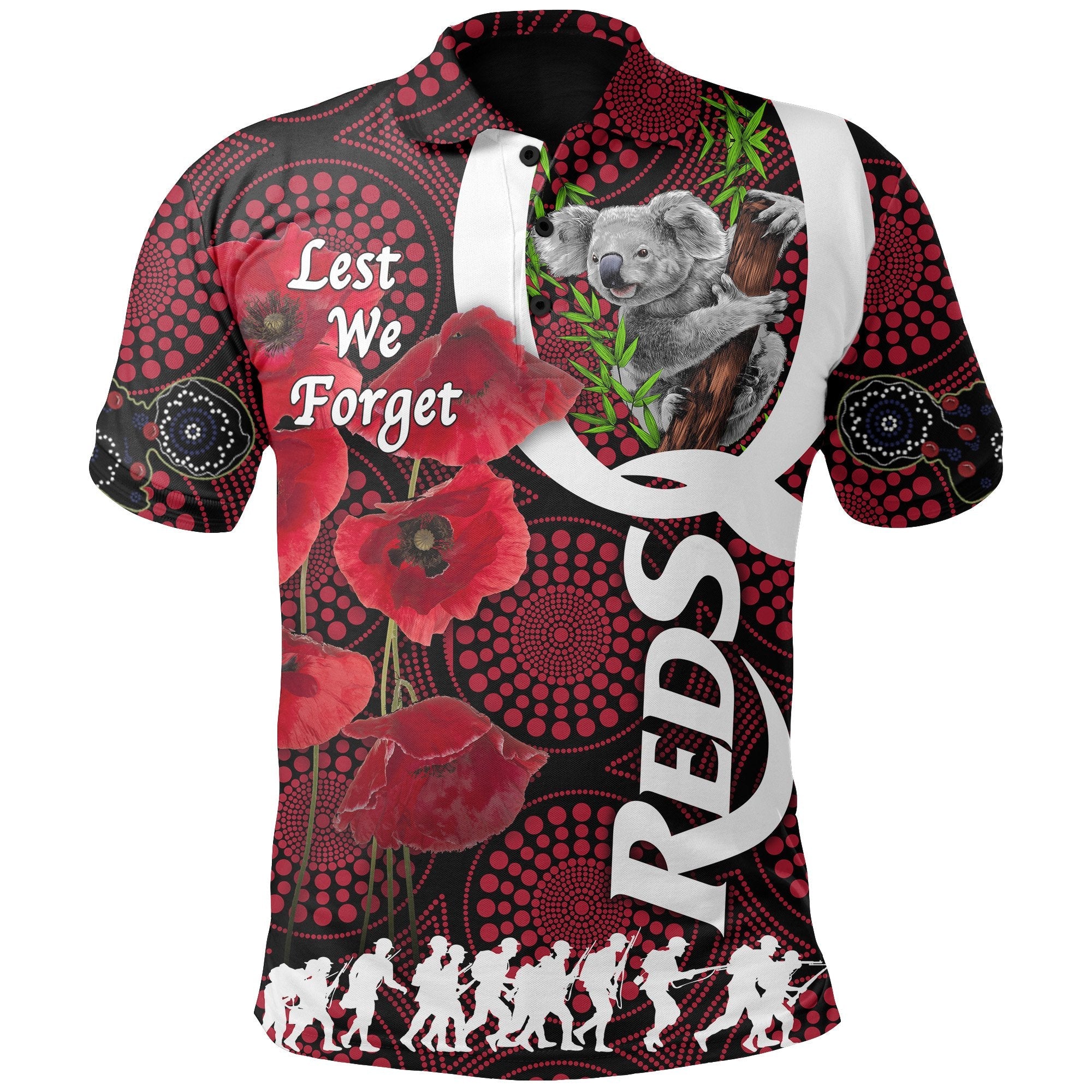 Australia Polo Shirt Queensland Reds Rugby Lest We Forget - Vibe Hoodie Shop