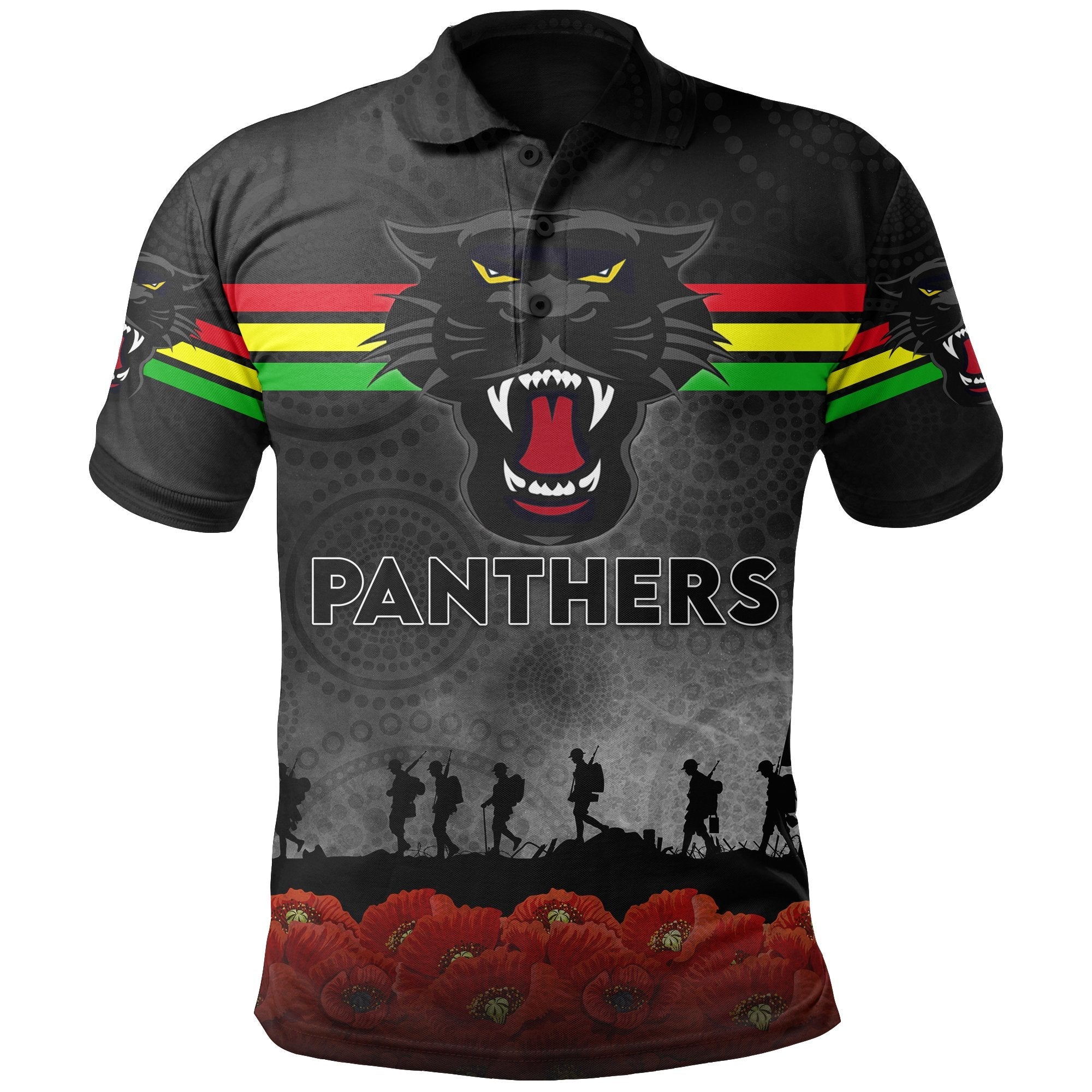 Panthers Indigenous ANZAC Day Polo Shirt Rugby - Vibe Hoodie Shop