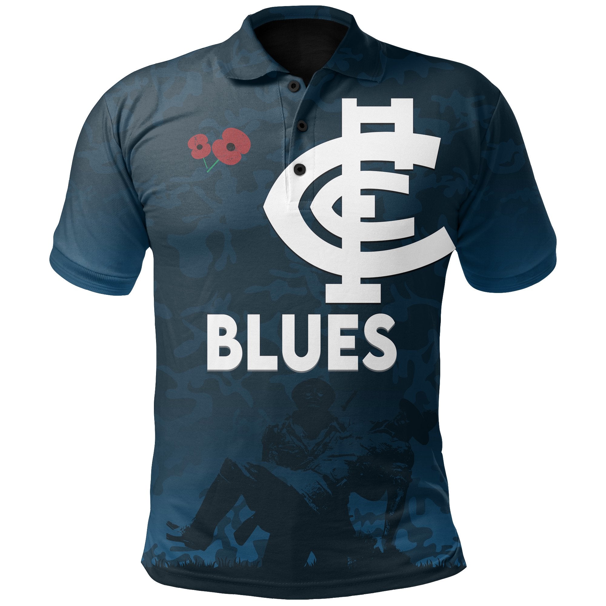 Australia Polo Shirt Carlton Blues ANZAC Day - Vibe Hoodie Shop