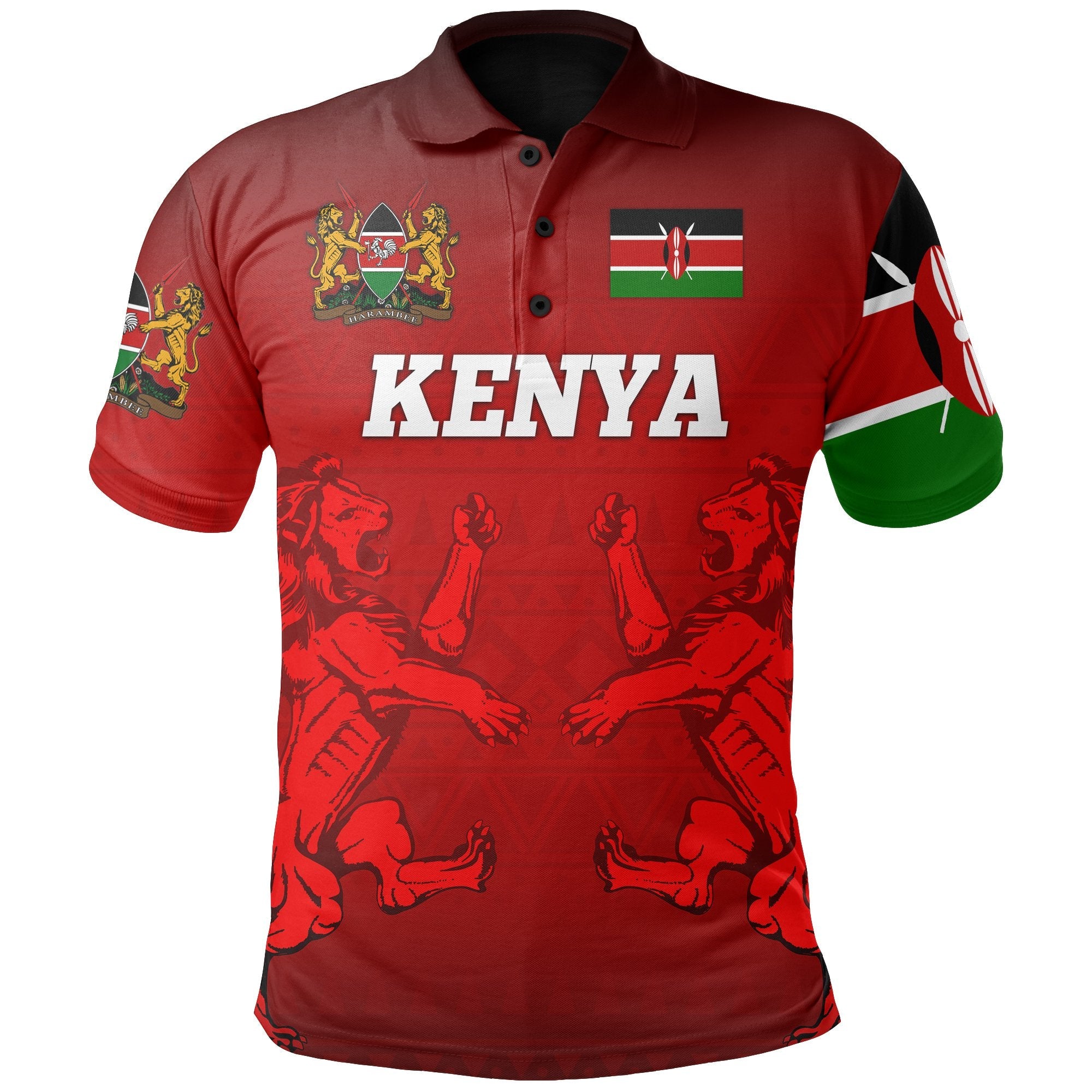 Kenya Lion Rugby Polo Shirt - Vibe Hoodie Shop