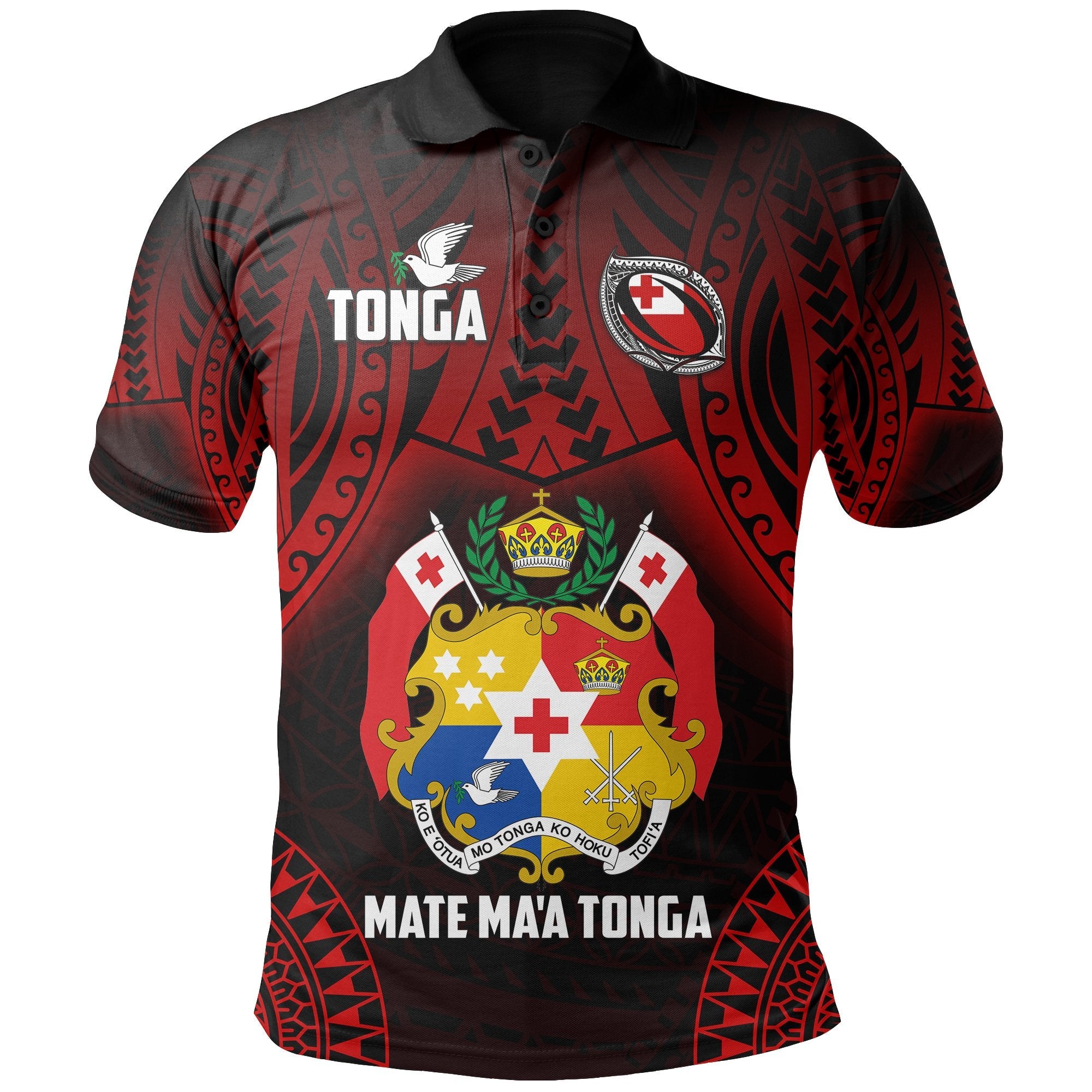 Tonga Rugby Polo Shirt Mate Ma'a Tonga Tribal Pattern - Vibe Hoodie Shop