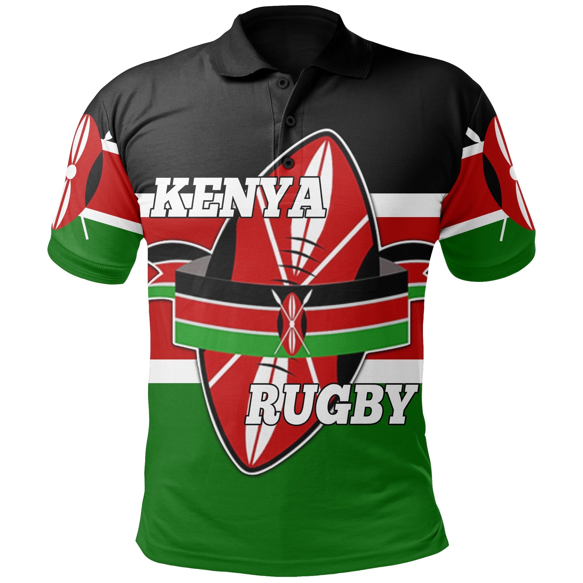 Kenya Rugby Polo Shirt Flag Version - Vibe Hoodie Shop