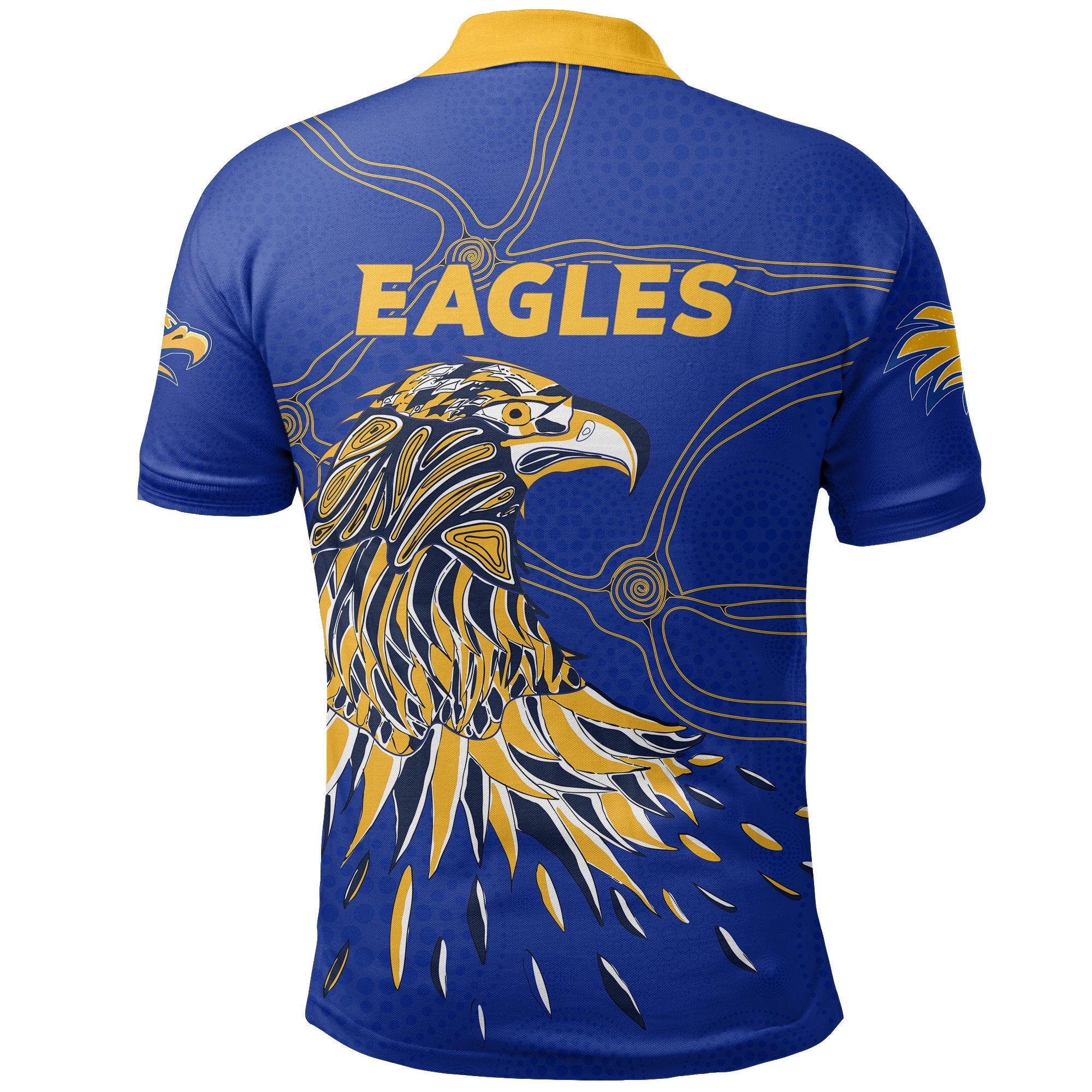 Australian Football Polo Shirt West Coast Eagles Indigenous - Blue - Vibe Hoodie Shop