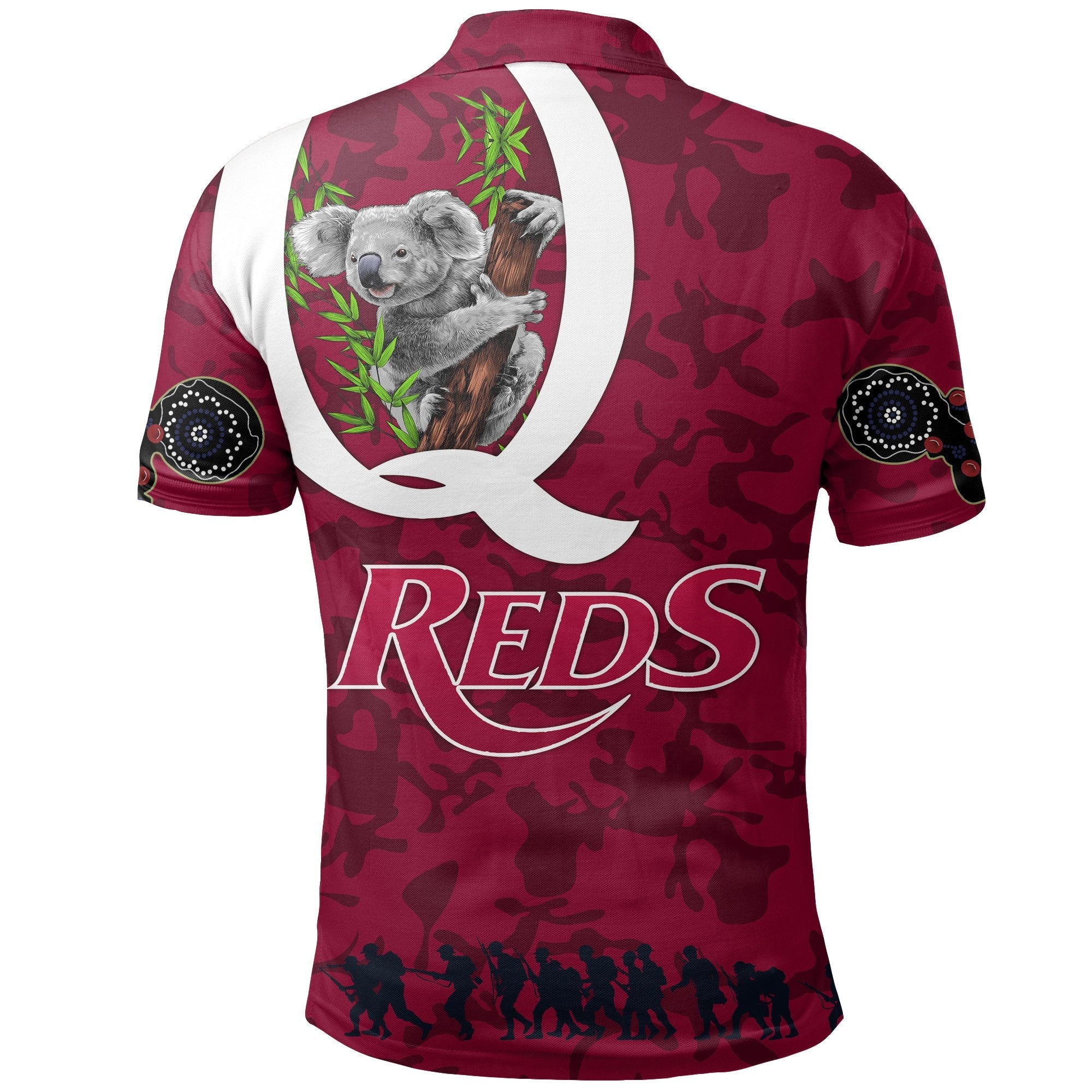 Queensland Reds Rugby Polo Shirt Koala ANZAC Day - Vibe Hoodie Shop