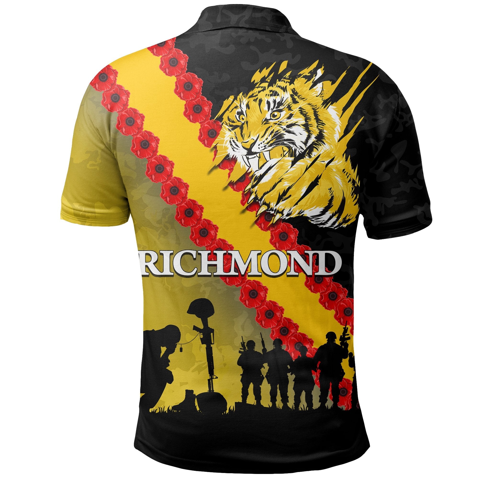 Richmond Tigers Polo Shirt ANZAC Day - Vibe Hoodie Shop