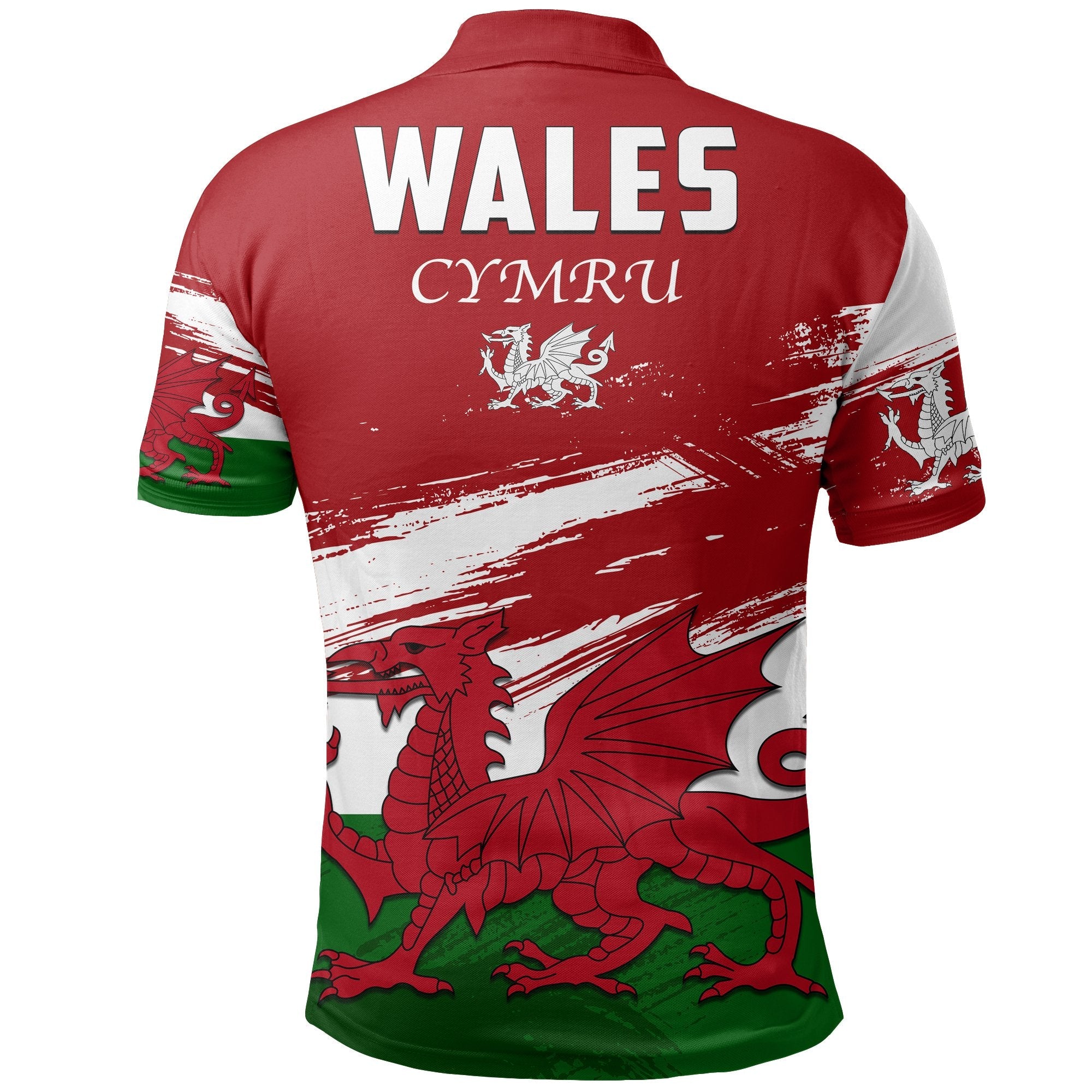 Wales - Cymru Rugby Polo Shirt Grunge Style - Vibe Hoodie Shop