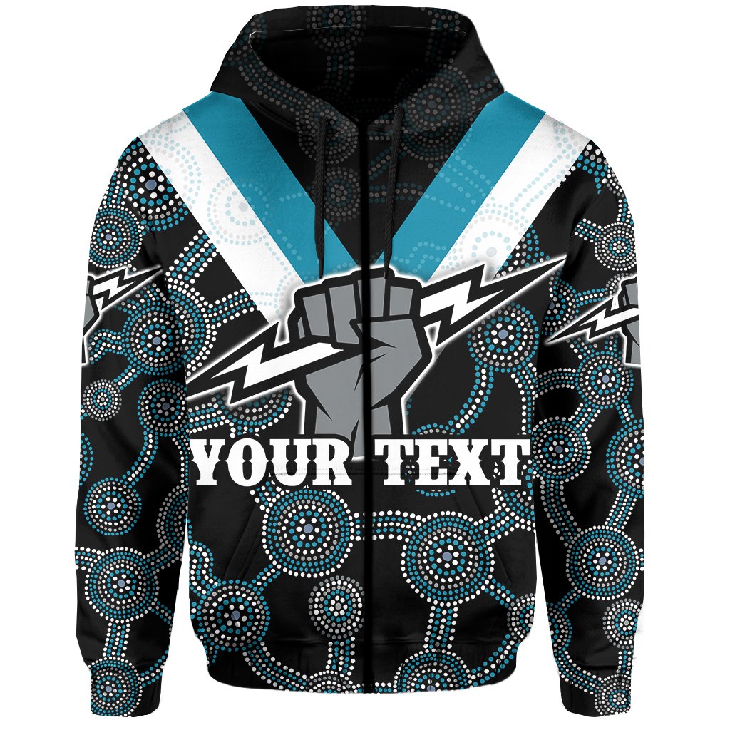 (Custom Personalised) Port Adelaide Zip Hoodie Power - Vibe Hoodie Shop