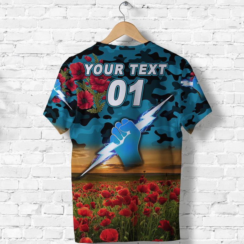 (Custom Personalised) Port Adelaide Power ANZAC T shirt Poppy Vibes - Vibe Hoodie Shop