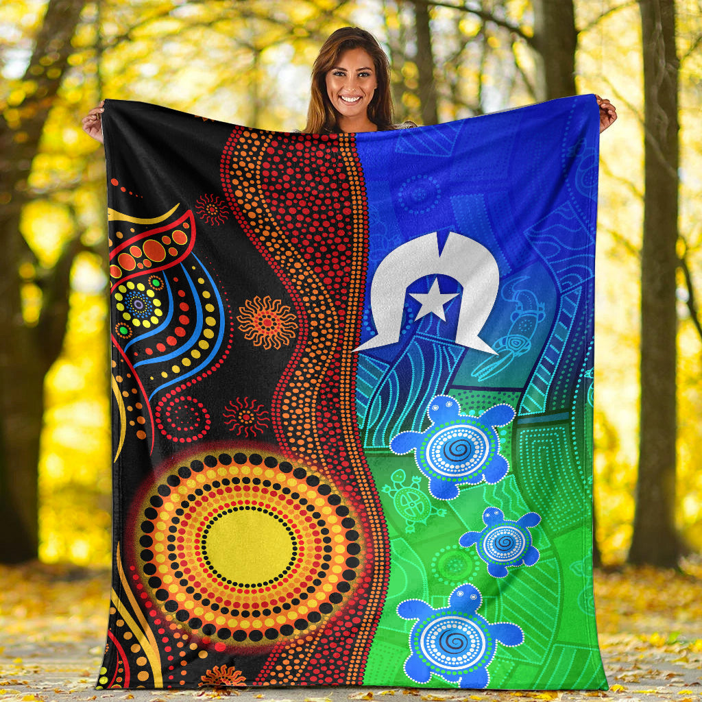 Australia Indigenous Aboriginal And Torres Strait Islands Premium Blanket Flag Vibes - Vibe Hoodie Shop