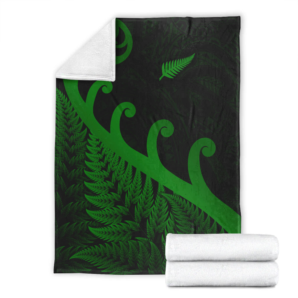 New Zealand Rugby Maori Premium Blanket Silver Fern Koru Vibes - Green - Vibe Hoodie Shop