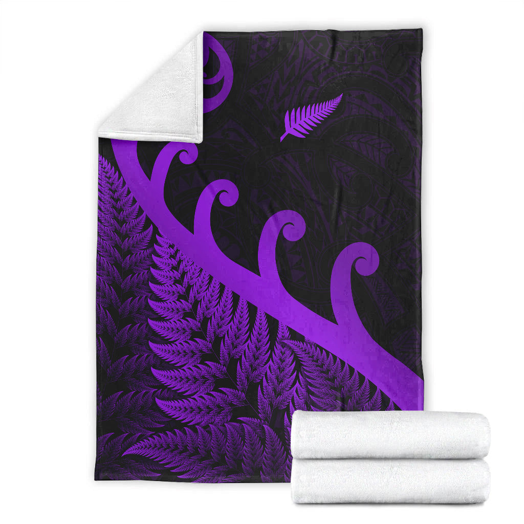 New Zealand Rugby Maori Premium Blanket Silver Fern Koru Vibes - Purple - Vibe Hoodie Shop