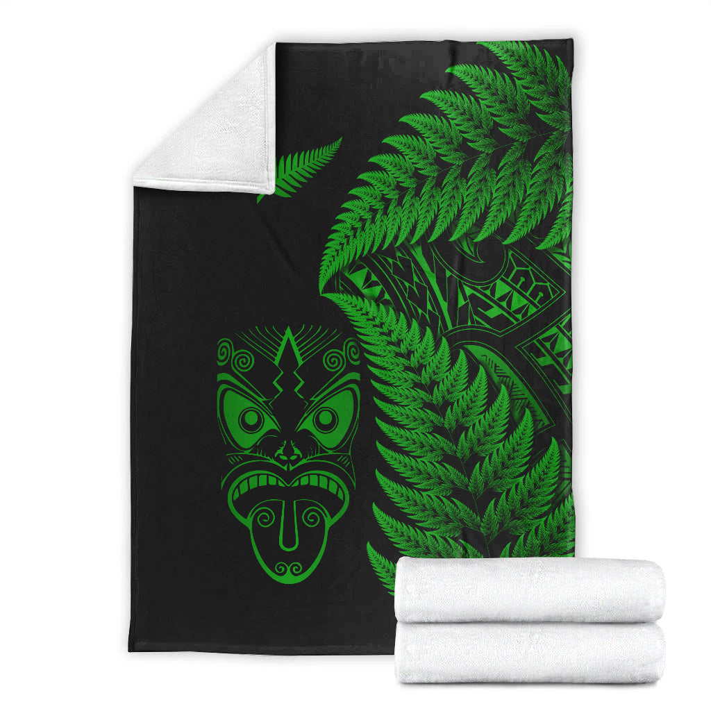 New Zealand Haka Rugby Maori Premium Blanket Silver Fern Vibes - Green - Vibe Hoodie Shop